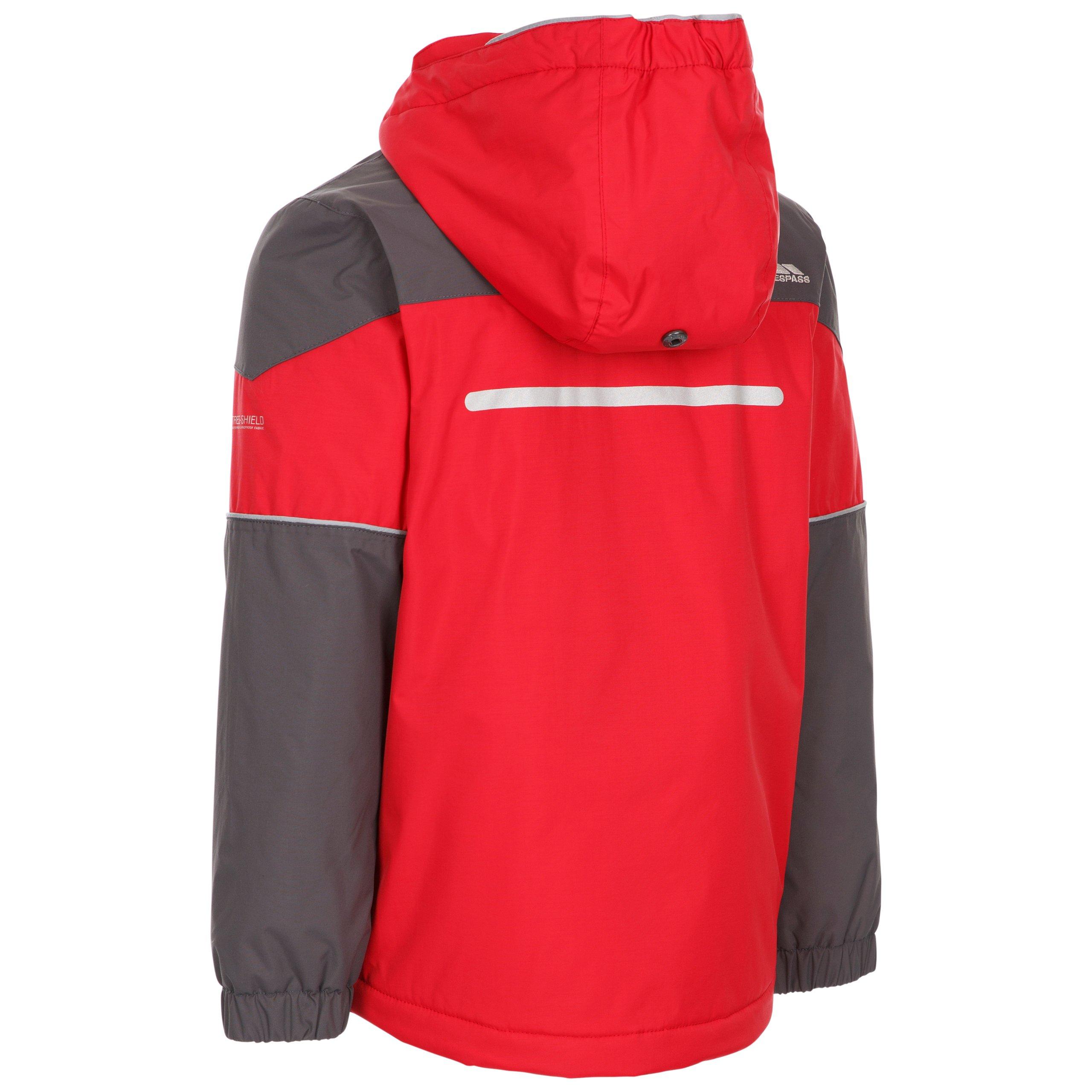 Red - Trespass - Kids' Waterproof Breathable Windproof Jacket - 5