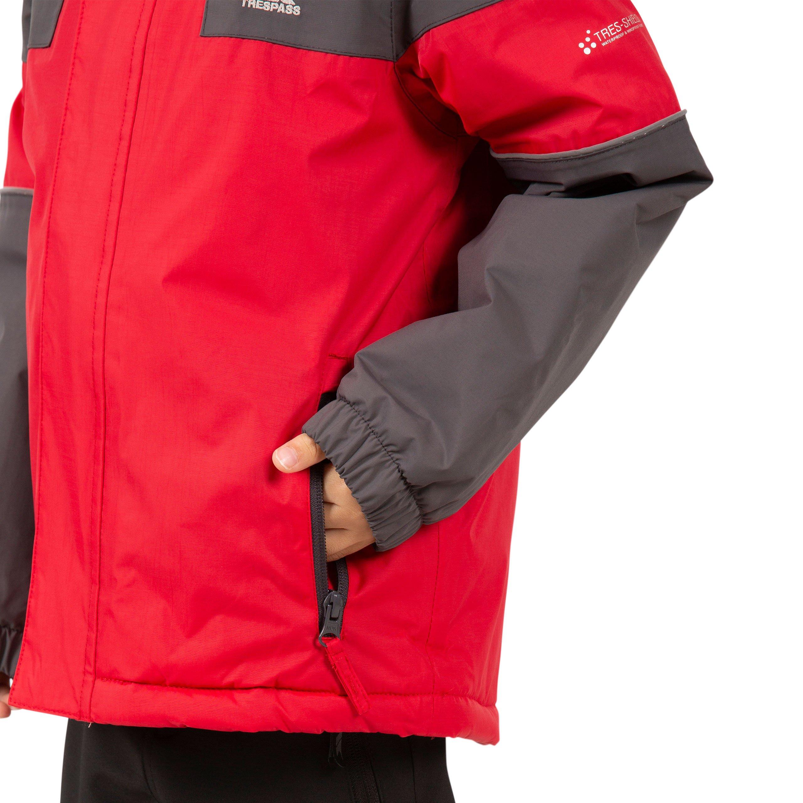Red - Trespass - Kids' Waterproof Breathable Windproof Jacket - 7