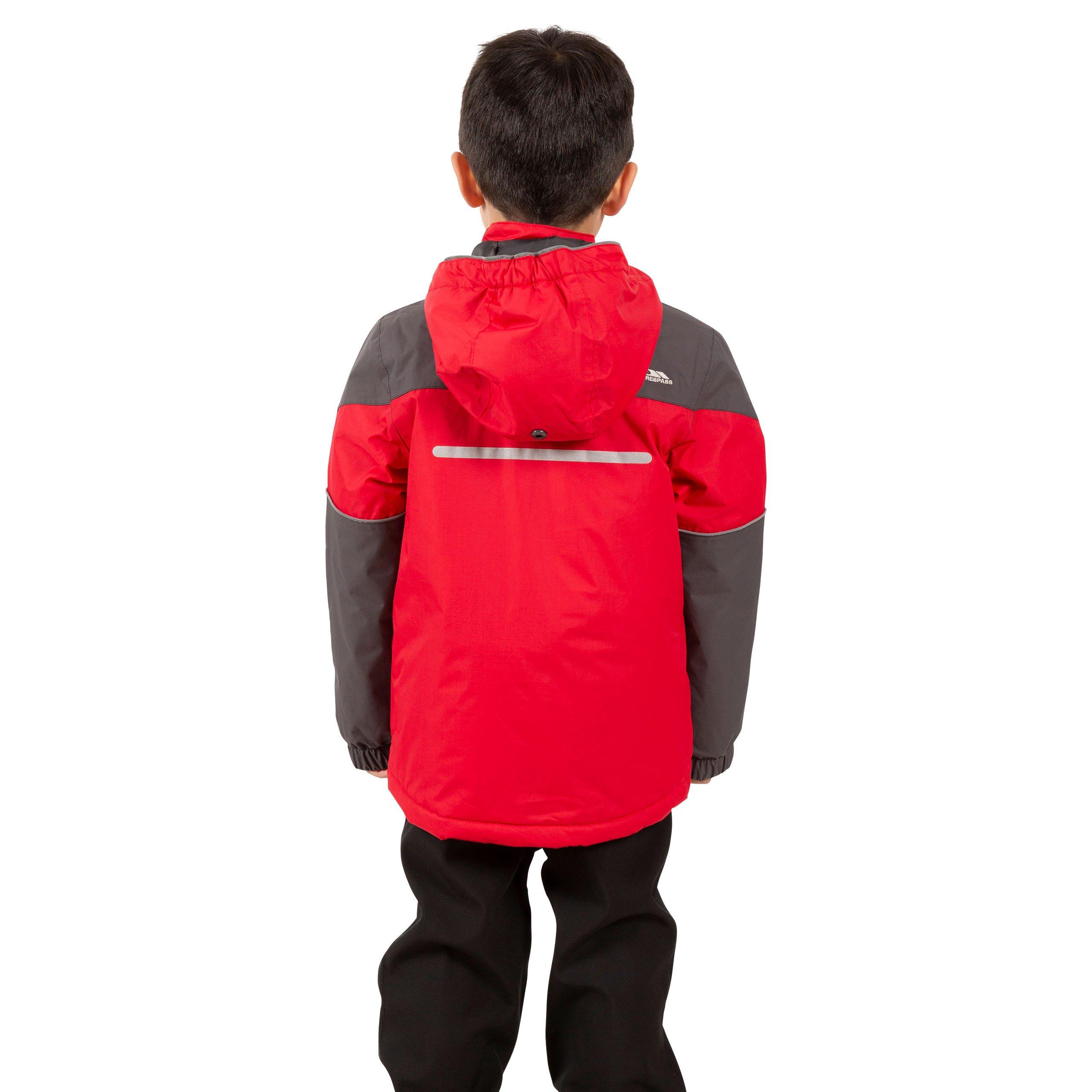 Red - Trespass - Kids' Waterproof Breathable Windproof Jacket - 3
