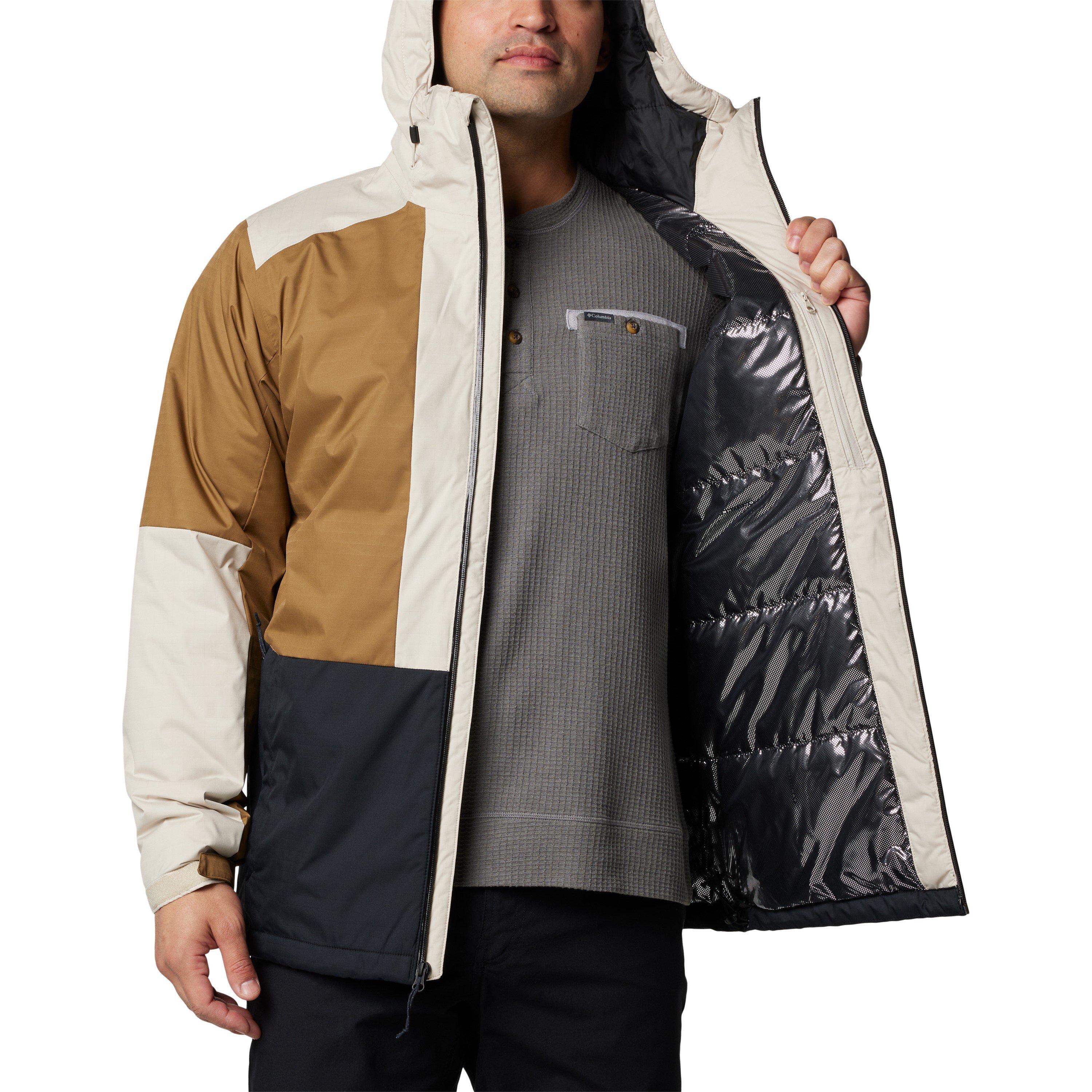 Columbia Point Park Giacca Antivento Uomo - Tessuto Idrorepellente, Protezione Solare UPF 40, Pieghevole, Cappuccio, Grigio/Nero, Taglia M