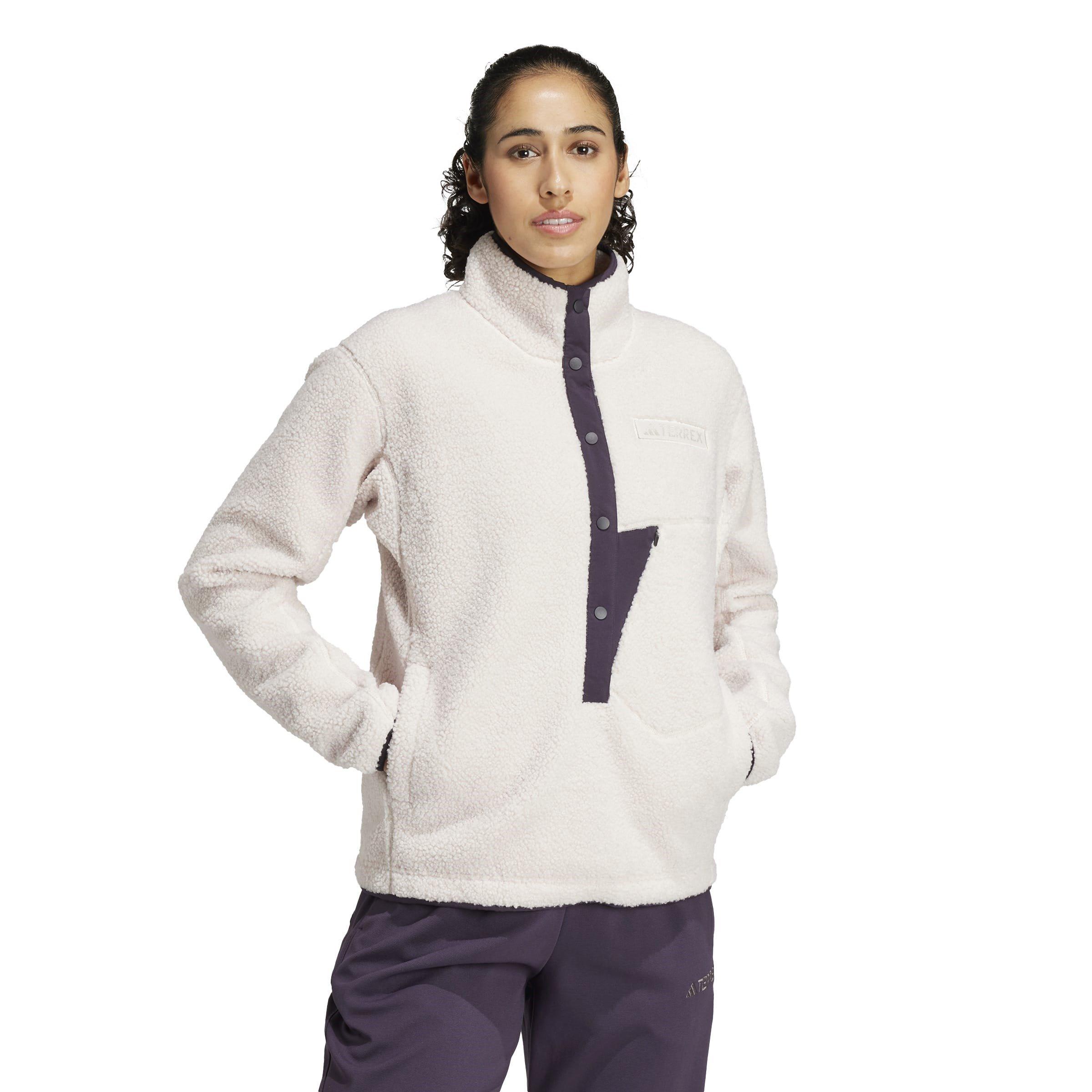 Putty Mauve - adidas - Terrex Xploric High Pile Fleece Pullover Sweatshirt Womens - 2