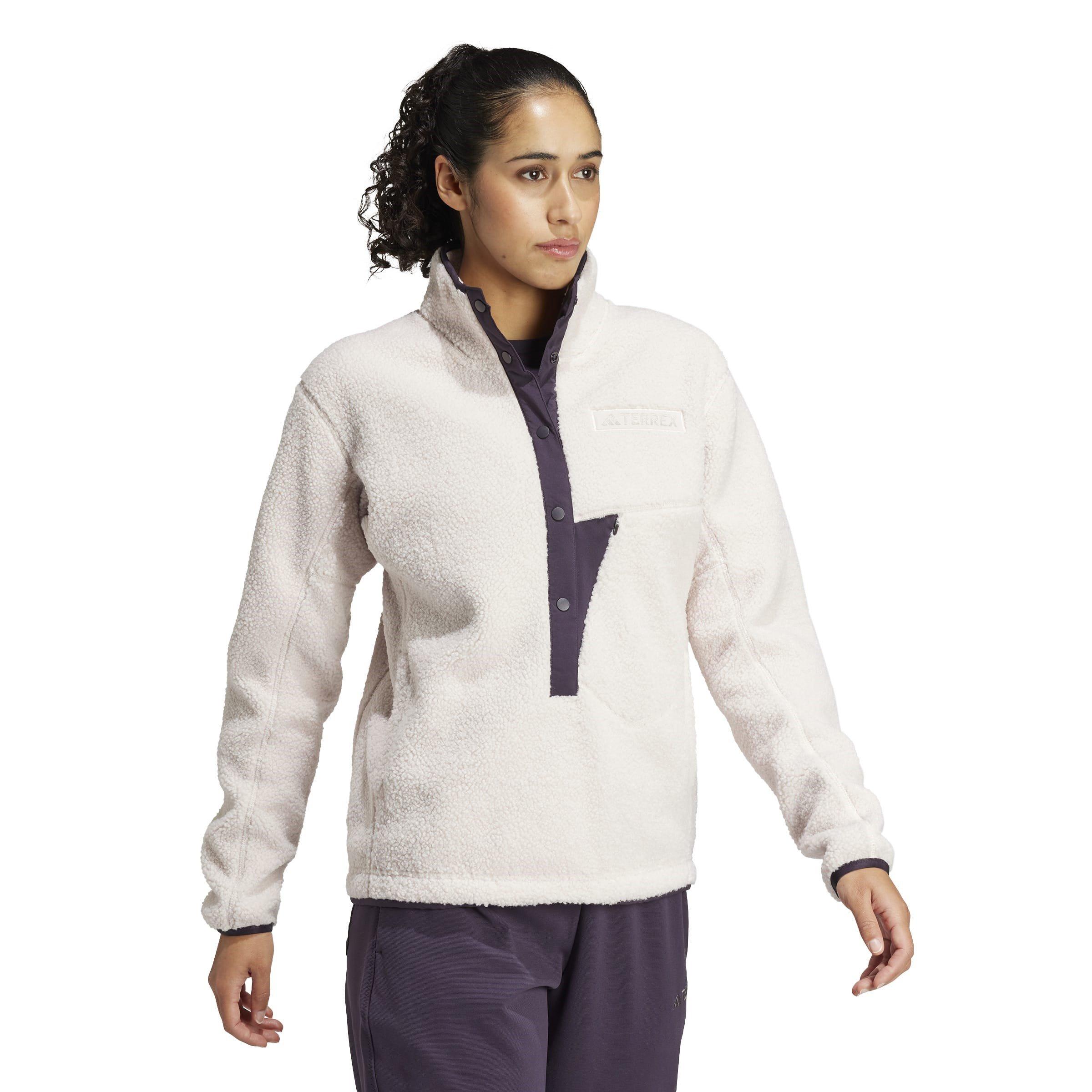 Putty Mauve - adidas - Terrex Xploric High Pile Fleece Pullover Sweatshirt Womens - 4