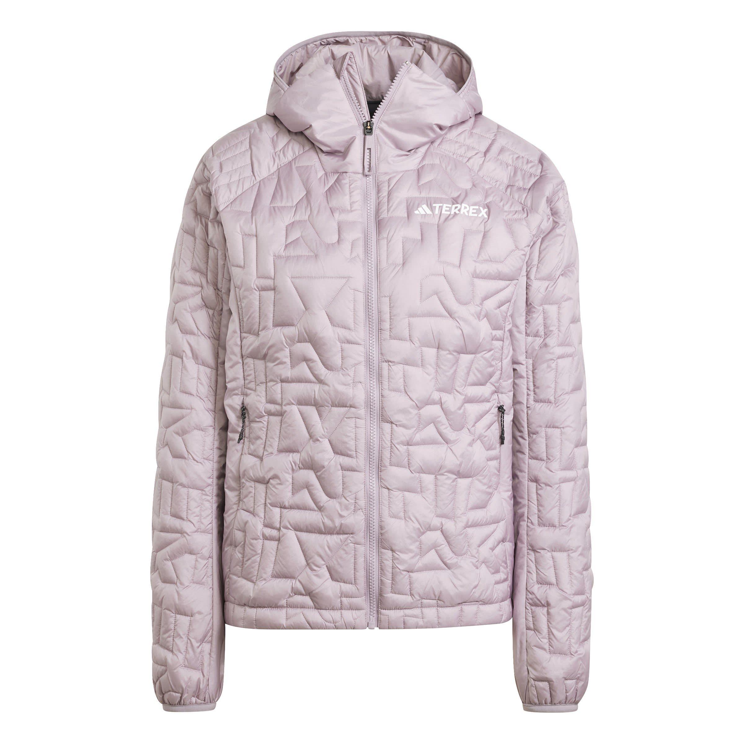 Adidas Women's Terrex Xperior Primaloft Insulated Hooded Long Sleeve Waterproof Jacket - Fig/Black - 12 (M)