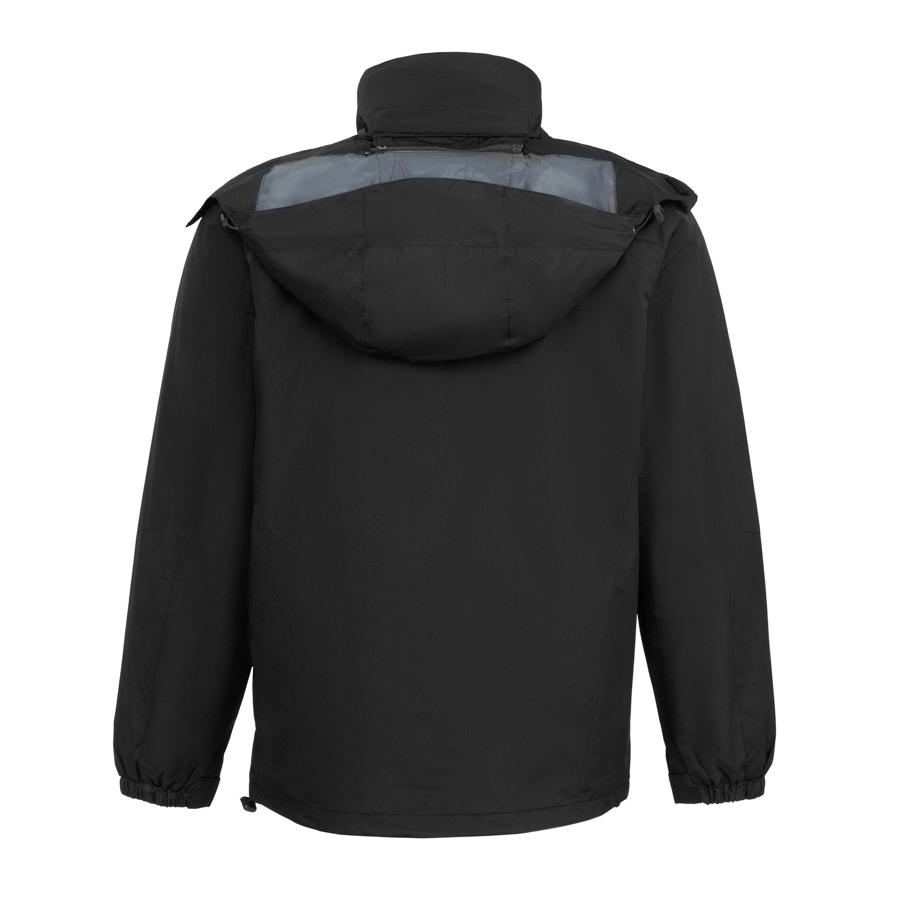 Black - Gelert - Men's 3-in-1 Waterproof Windproof Detachable Hood Long Sleeve Jacket - 2