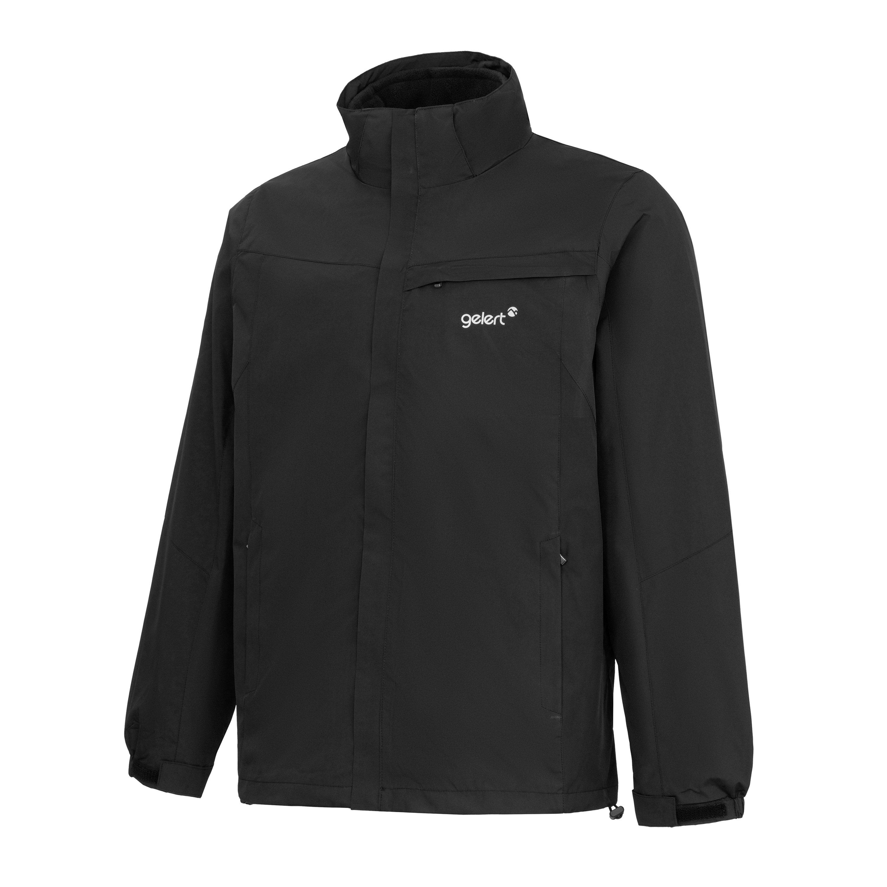 Black - Gelert - Men's 3-in-1 Waterproof Windproof Detachable Hood Long Sleeve Jacket - 3