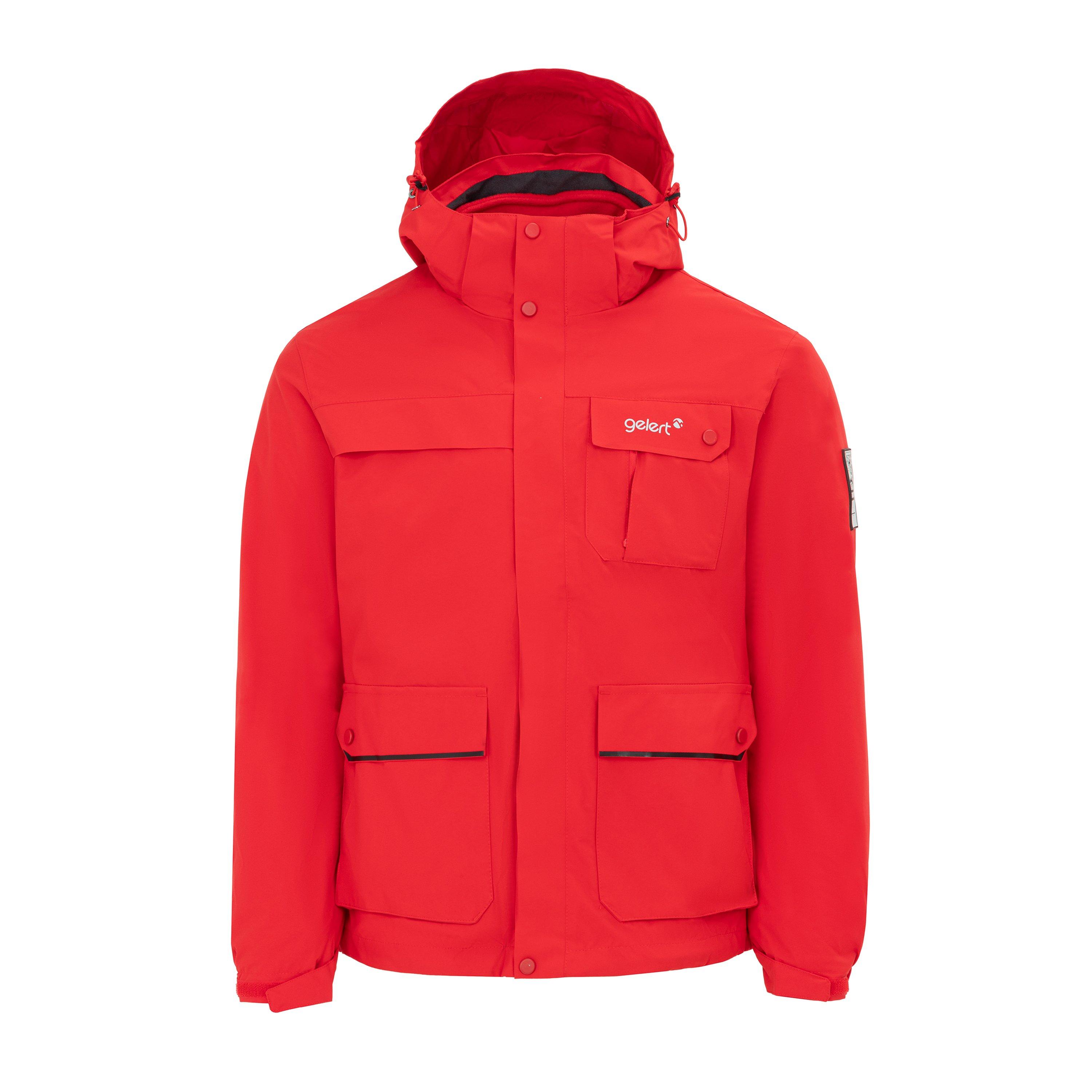 Red - Gelert - Men's 3-in-1 Windproof Fleece Lined Detachable Hood Long Sleeve Jacket - 1