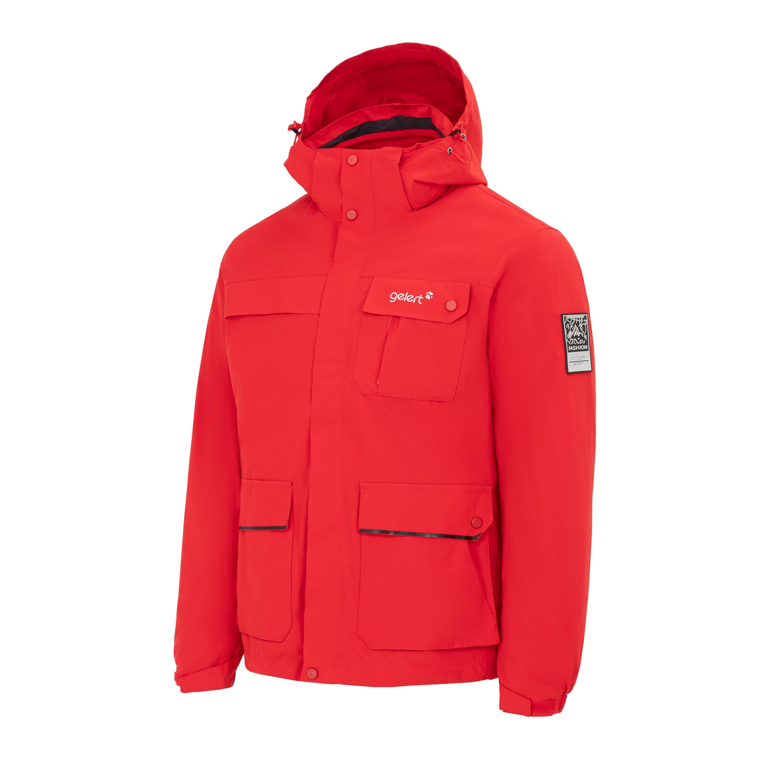 Red - Gelert - Men's 3-in-1 Windproof Fleece Lined Detachable Hood Long Sleeve Jacket - 3