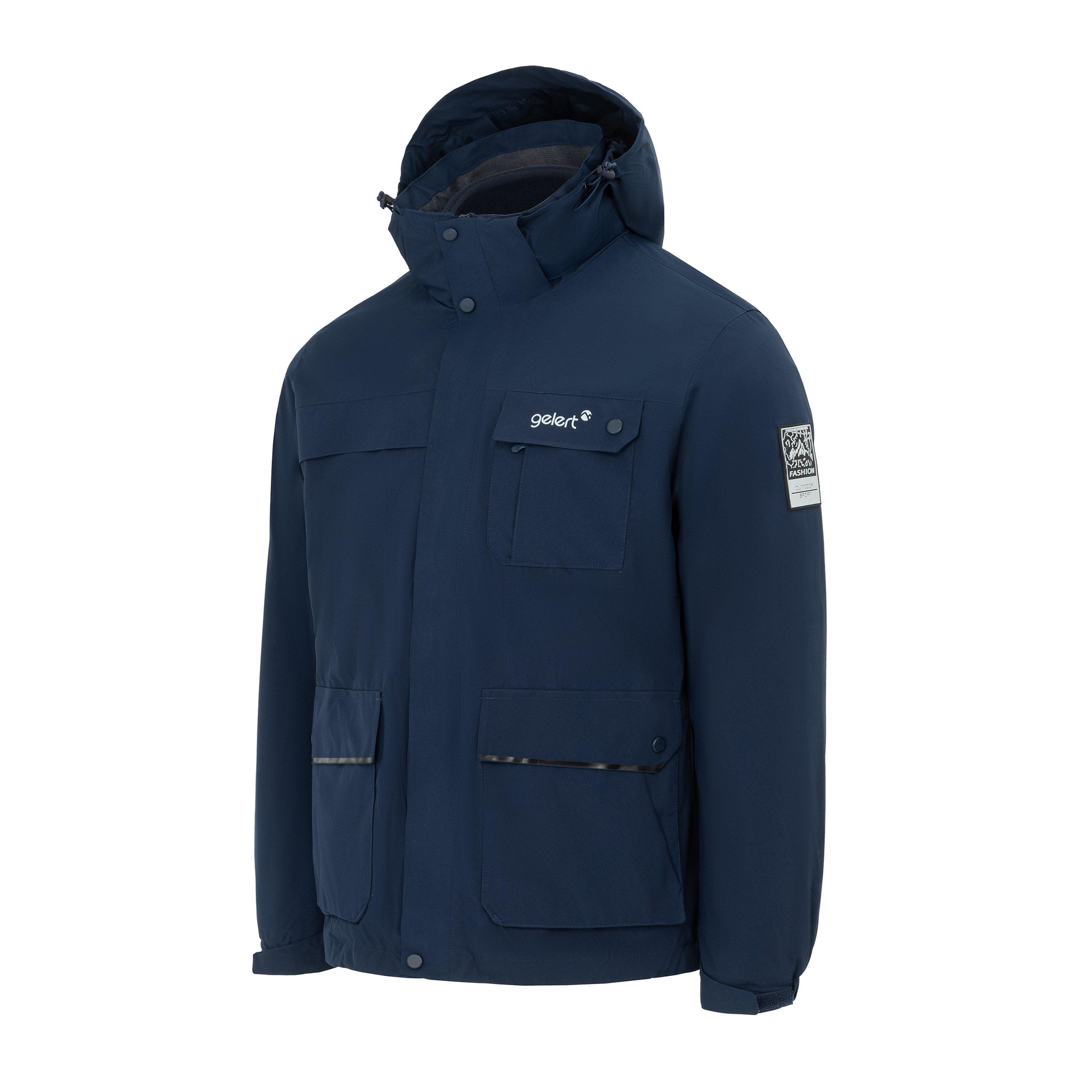 Navy - Gelert - Men's 3-in-1 Windproof Fleece Lined Detachable Hood Long Sleeve Jacket - 3