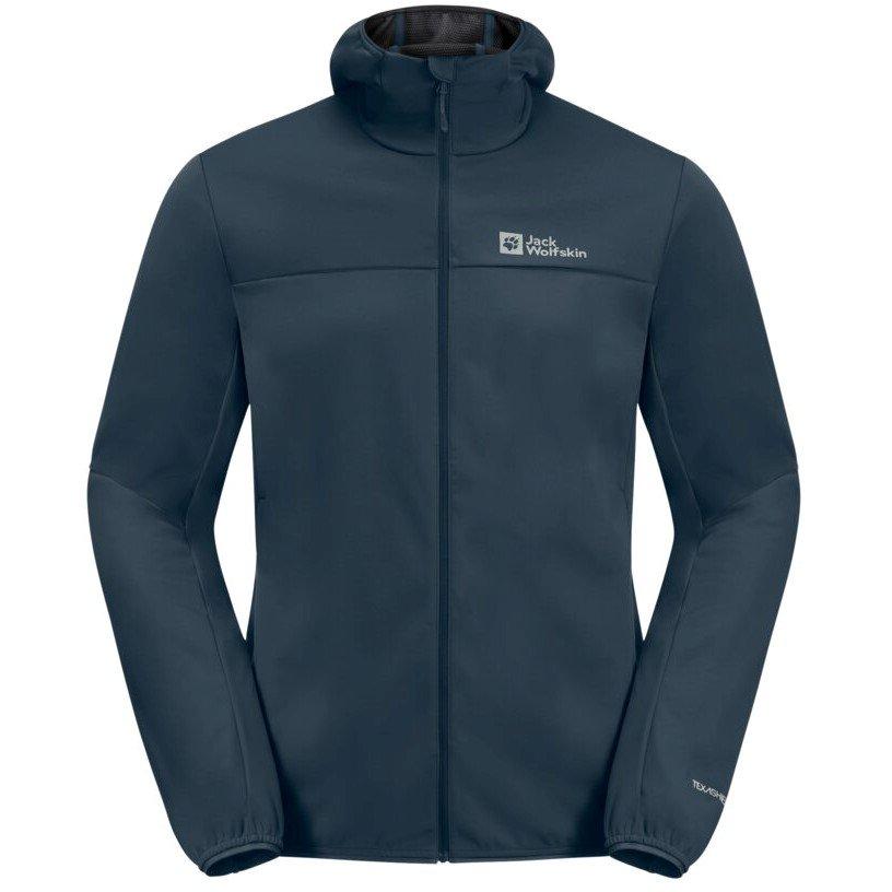 Jack Wolfskin Men's Feldberg Water Resistant Windproof Hooded Long Sleeve Softshell Jacket - Midnight Sky - Small