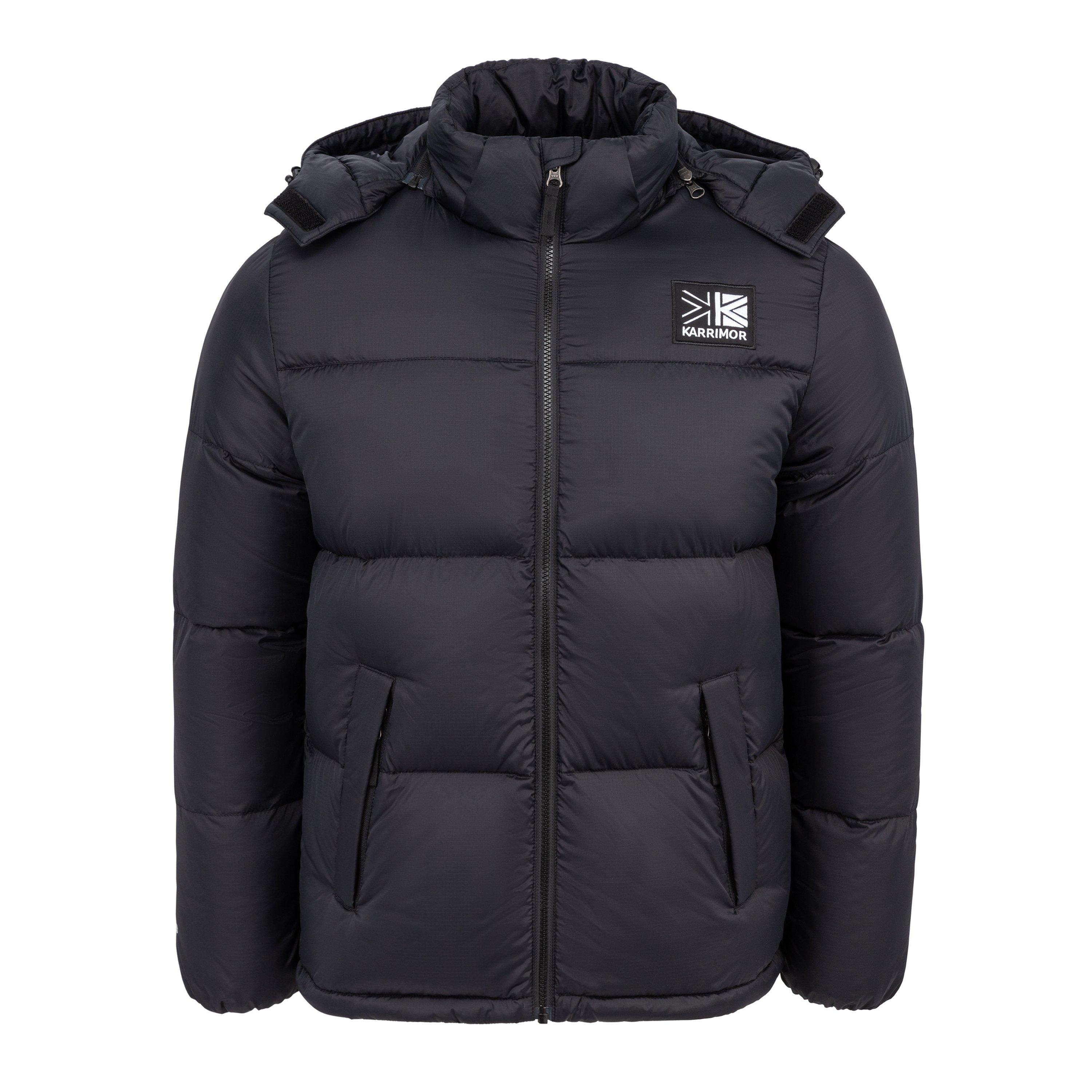 Black - Karrimor - Mens Base Camp Wind Resistant Duck Down Detachable Hood Long Sleeve Down Jacket