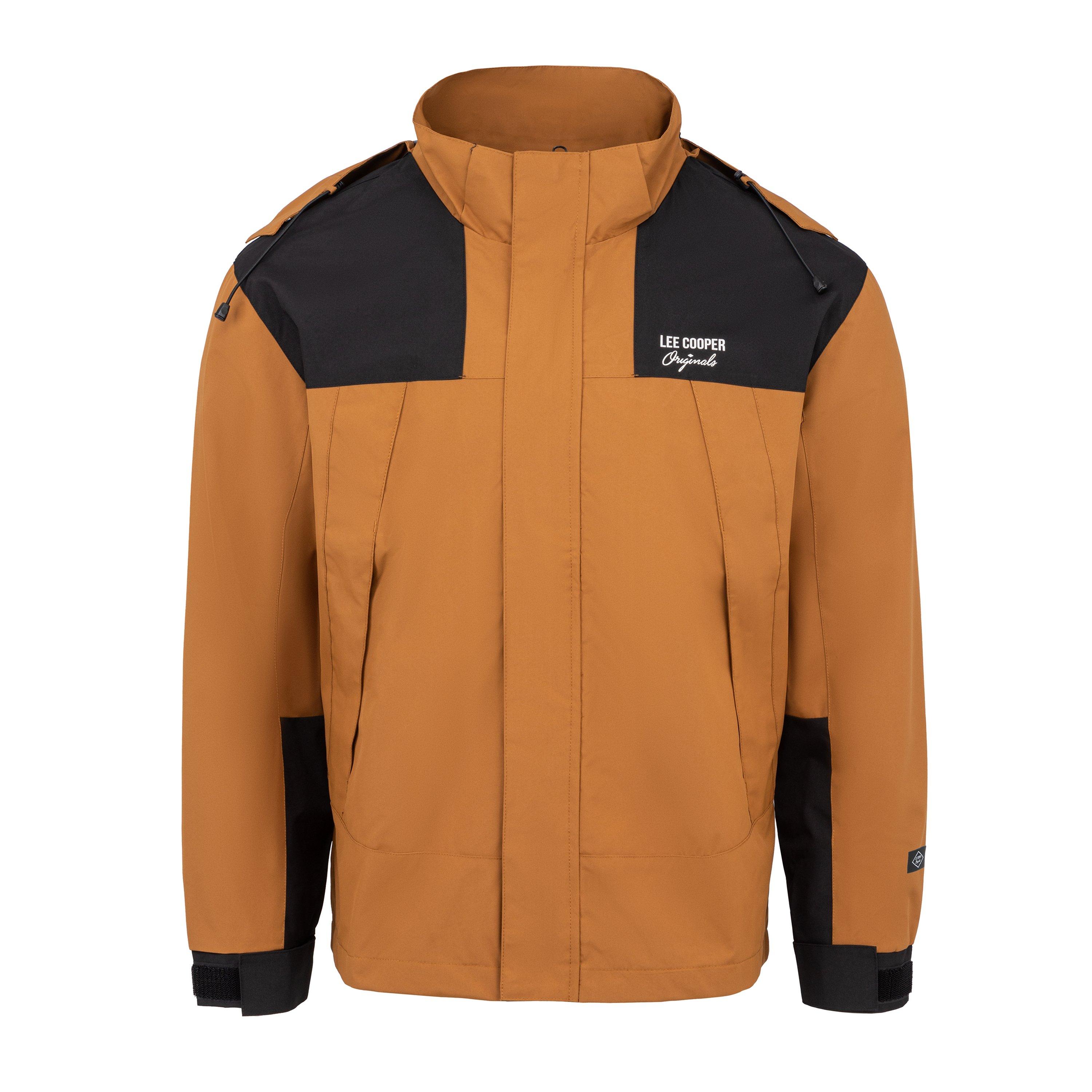 Caramel - Lee Cooper - Men's Windproof Hooded Padded Long Sleeve Waterproof Jacket - 1