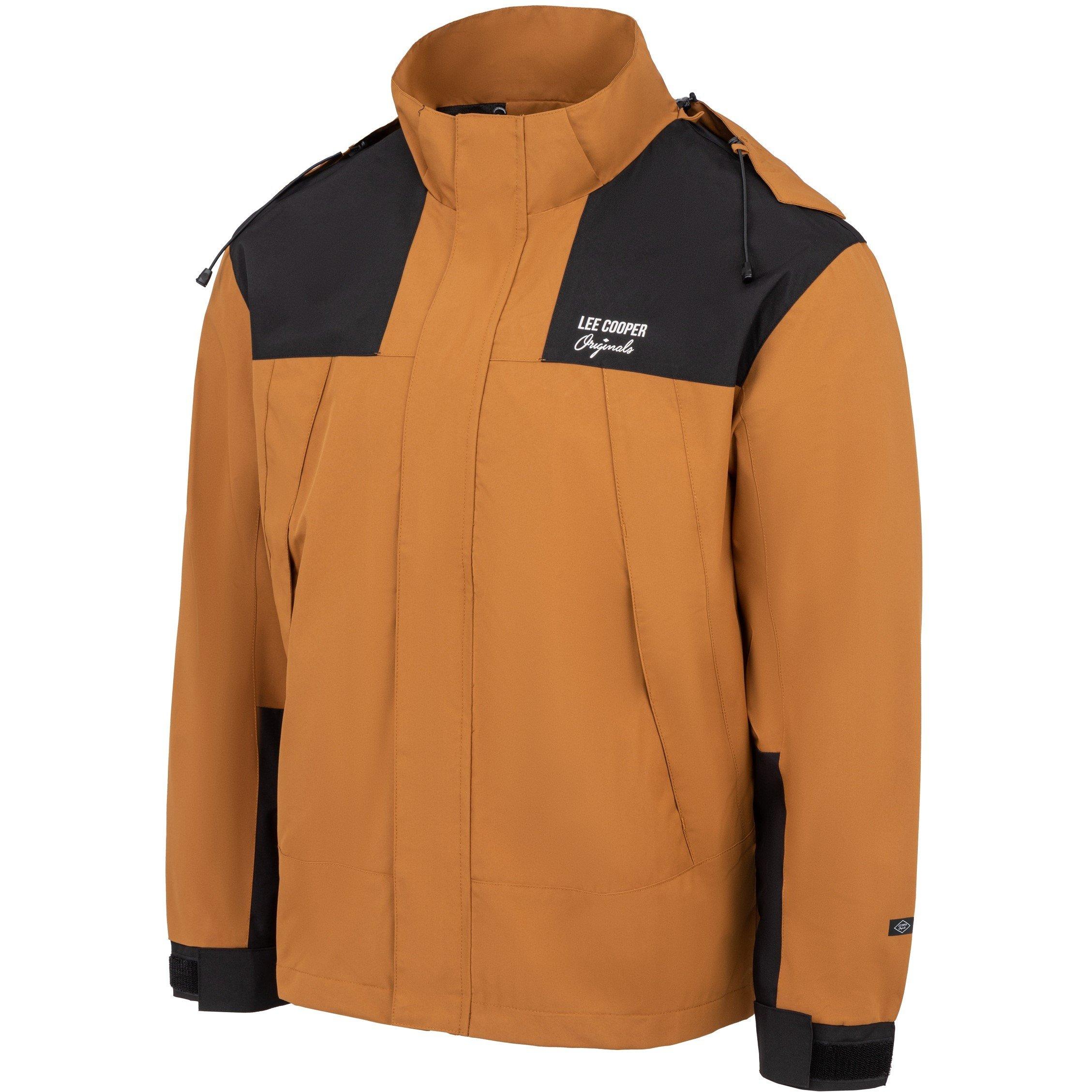  Caramel - Lee Cooper - Men's Windproof Hooded Padded Long Sleeve Waterproof Jacket - 3