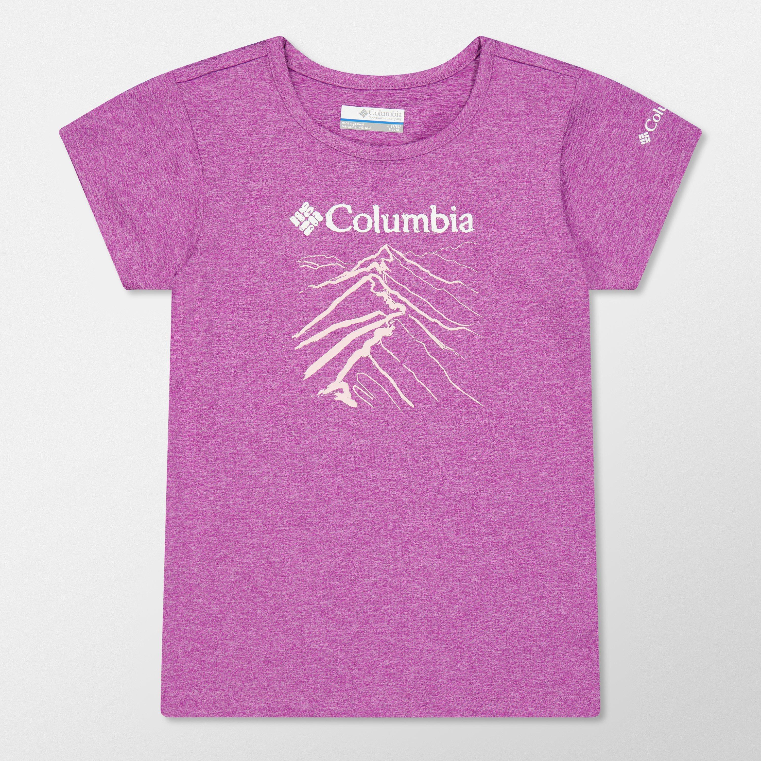 Columbia Girls Tech Trail Graphic Performance T-Shirt Juniors - Razzle - 9-10 (M)