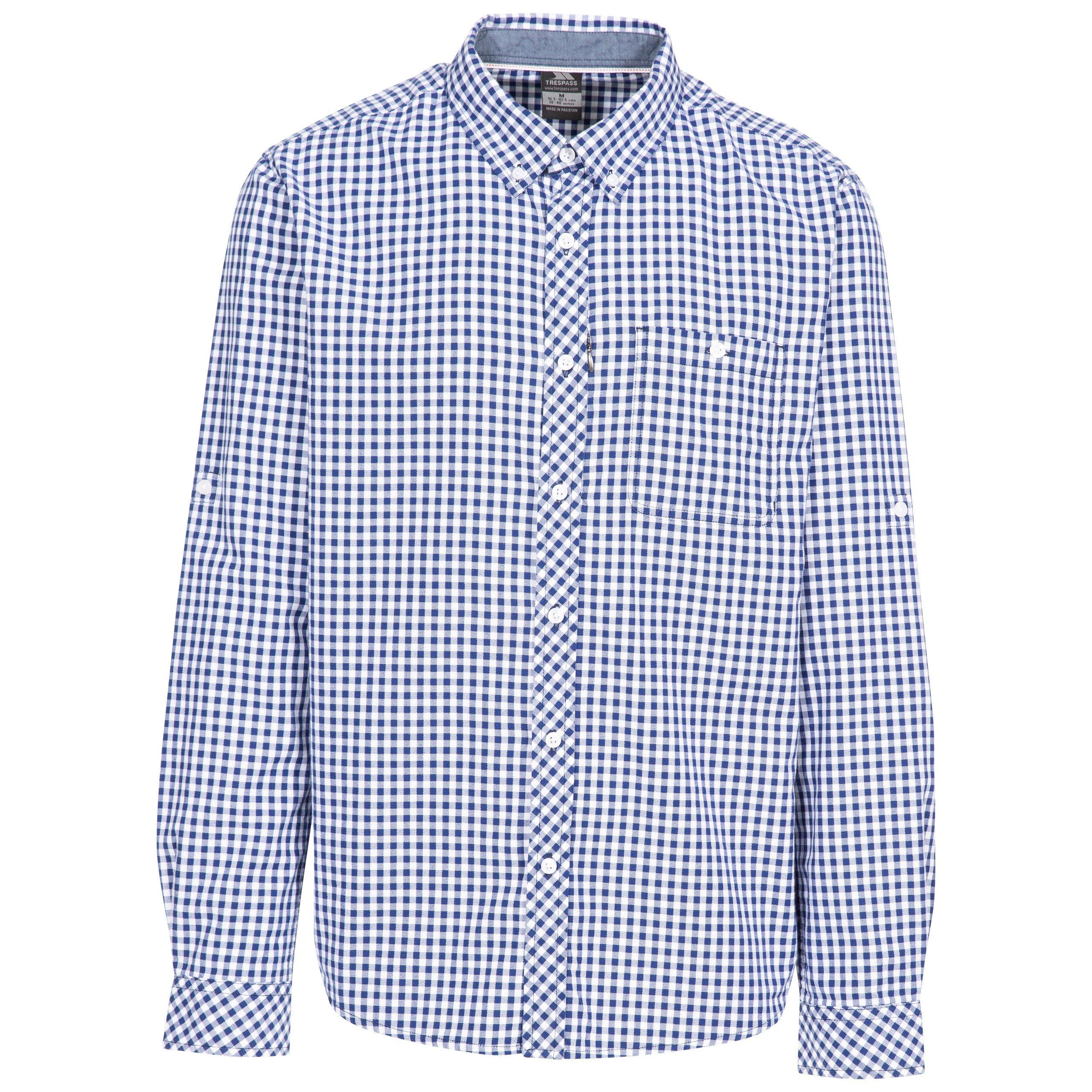 Trespass Men's Yafforth Long-Sleeve Shirt - Blue Check - Small
