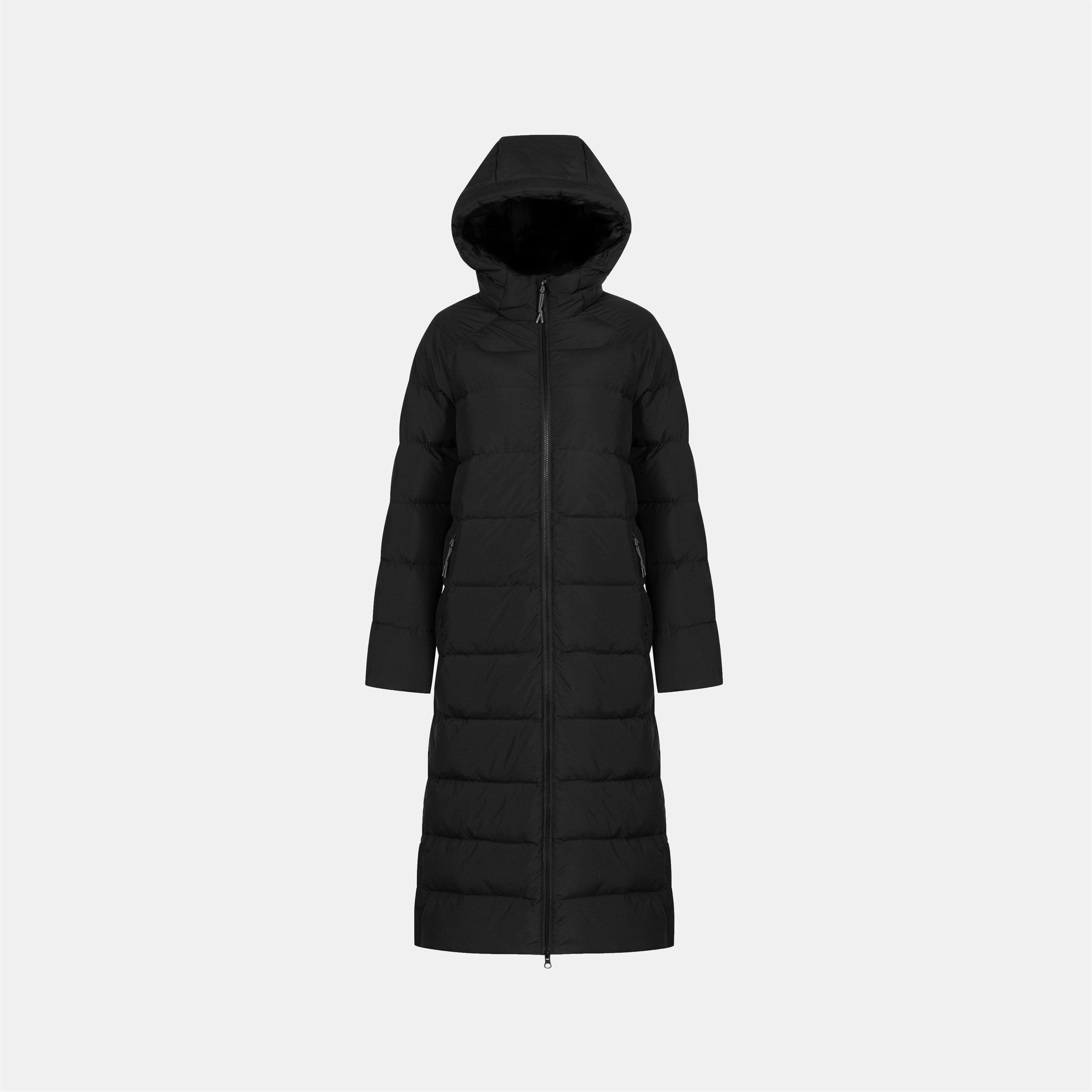 Karrimor Women's Helix Wind Resistant Long Hooded Down Jacket - Black - 12 (40)