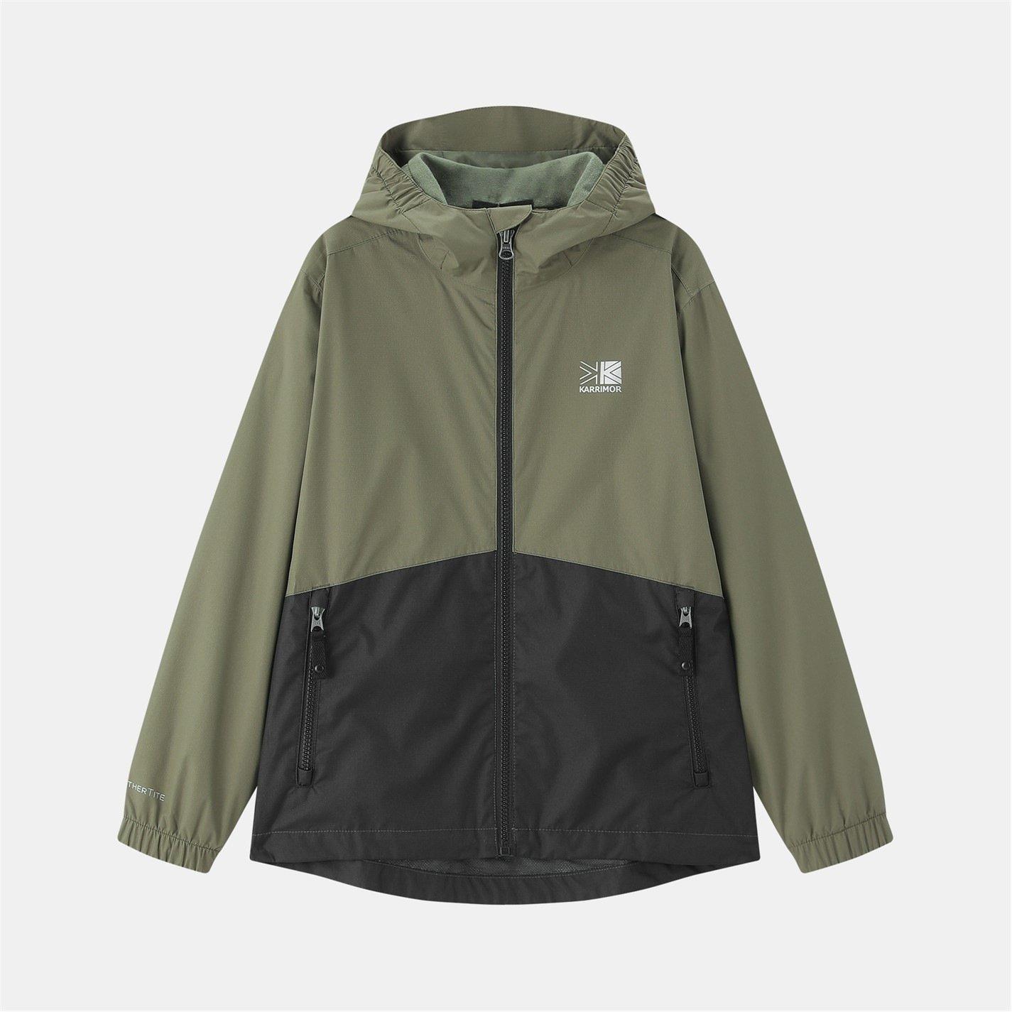 Karrimor Boys Kids Sierra Hooded Waterproof Jacket - Khaki/Black - 11-12 Years