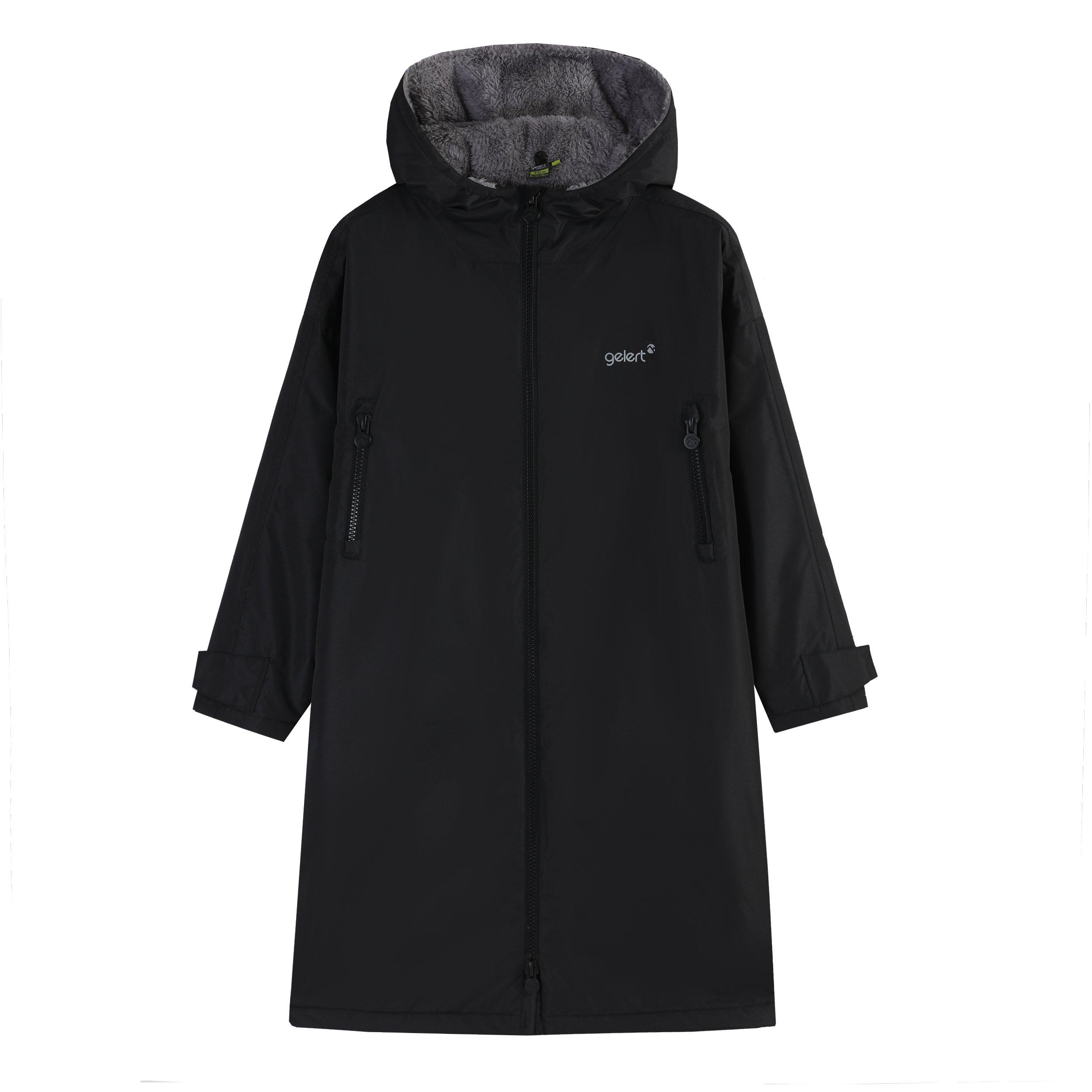 Black - Gul - Unisex Kids Gelert Waterproof Fleece Lined Long Sleeve Oversized Fit Insulated Robe - 1