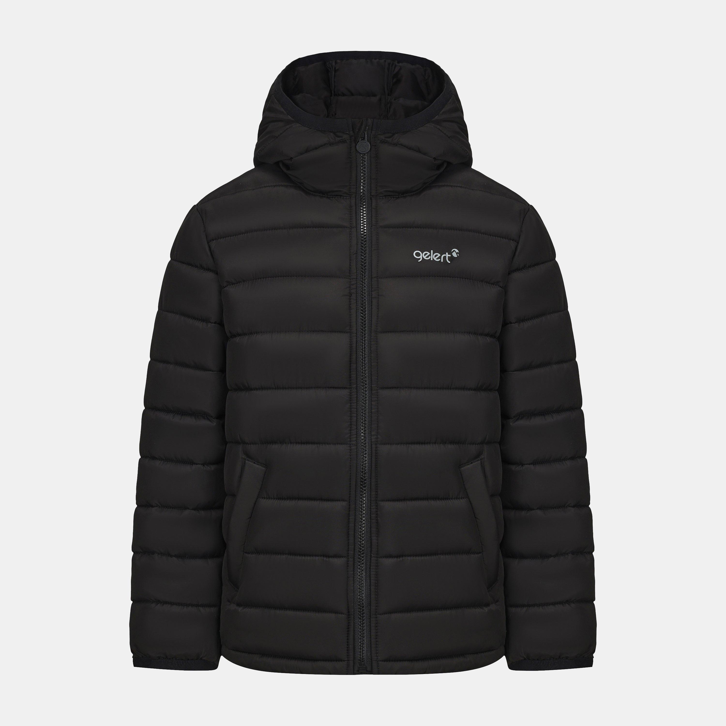 Gelert Boys ' Hooded Quilted Long Sleeve Insulated Puffer Jacket - Black - 9-10 (M)