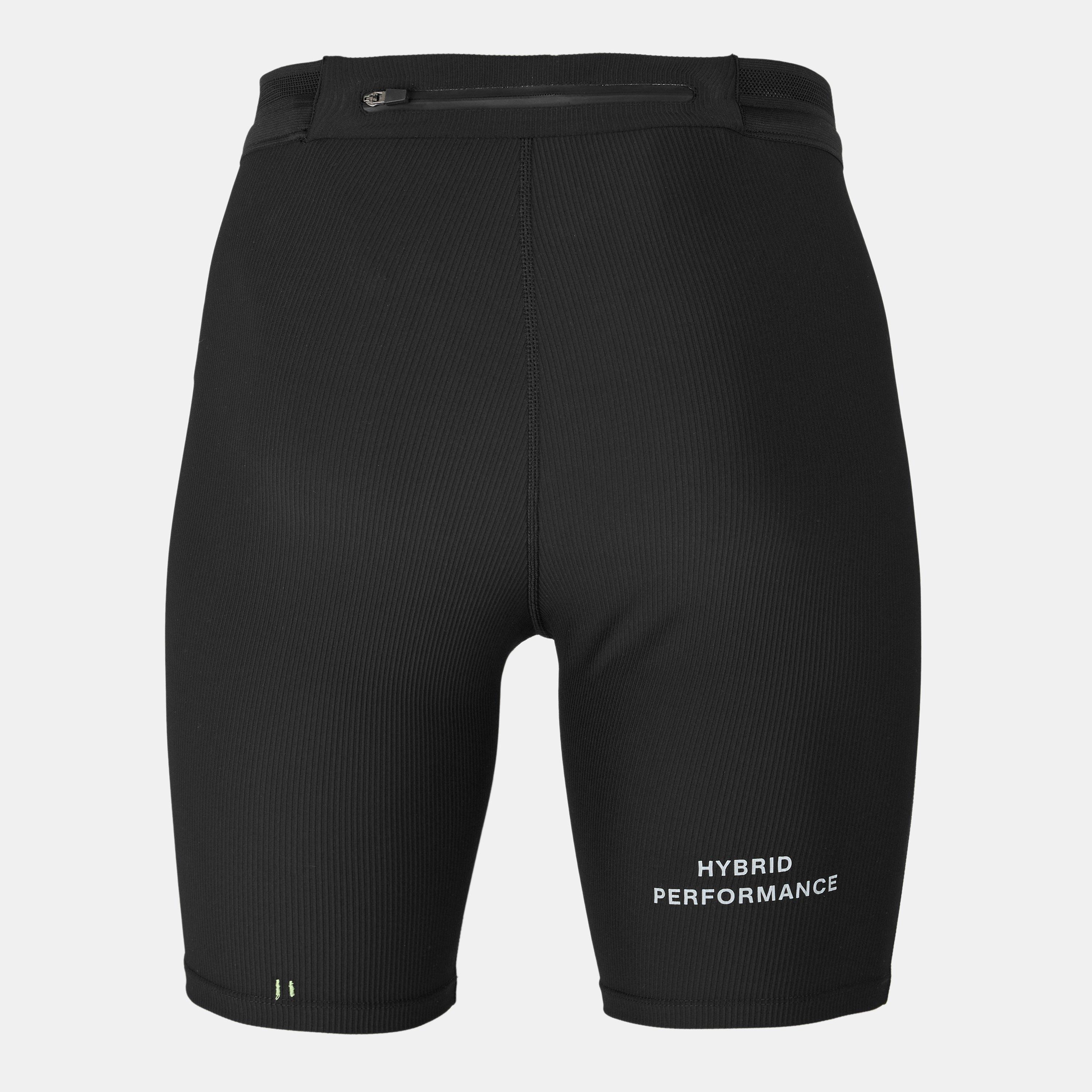 Black - Hybrid Performance - Men's Performance Half-Length Gym Leggings - 2