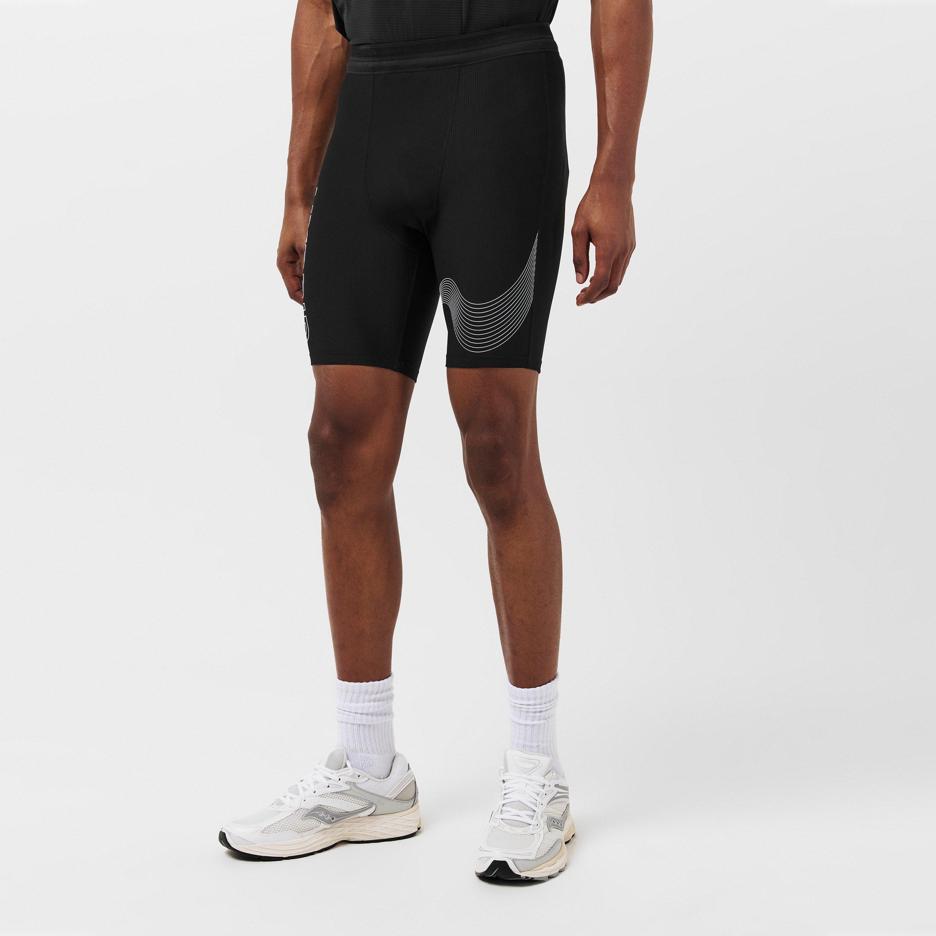 Black - Hybrid Performance - Men's Performance Half-Length Gym Leggings - 3