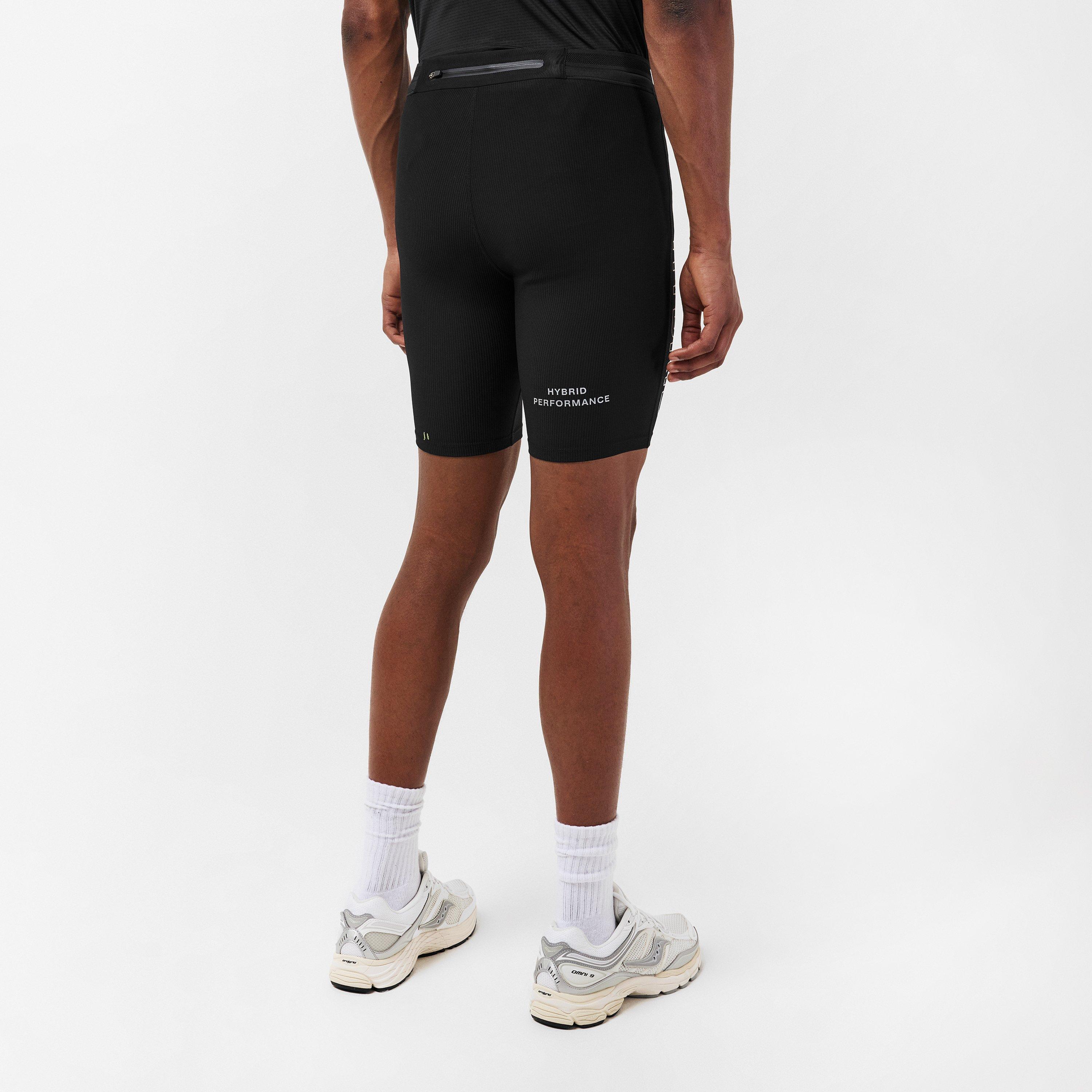 Black - Hybrid Performance - Men's Performance Half-Length Gym Leggings - 4