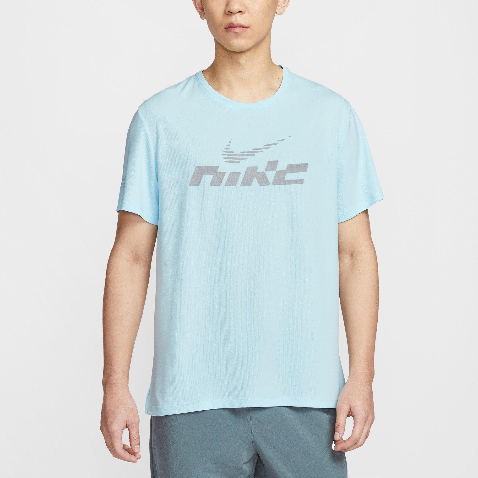 Blue/Ref.Silver - Nike - Miler Flash Mens Dri-FIT UV Running T-Shirt - 1