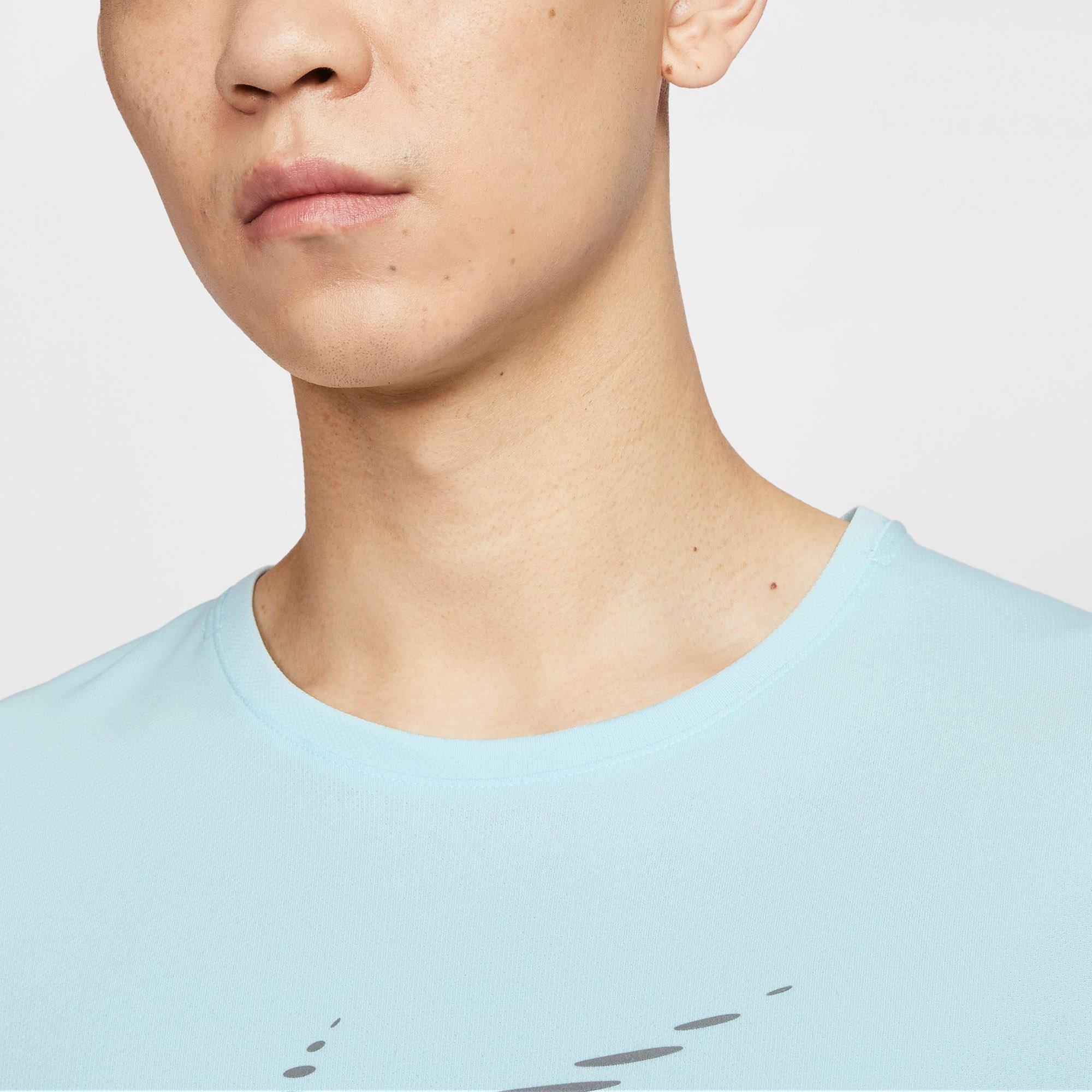 Blue/Ref.Silver - Nike - Miler Flash Mens Dri-FIT UV Running T-Shirt - 3