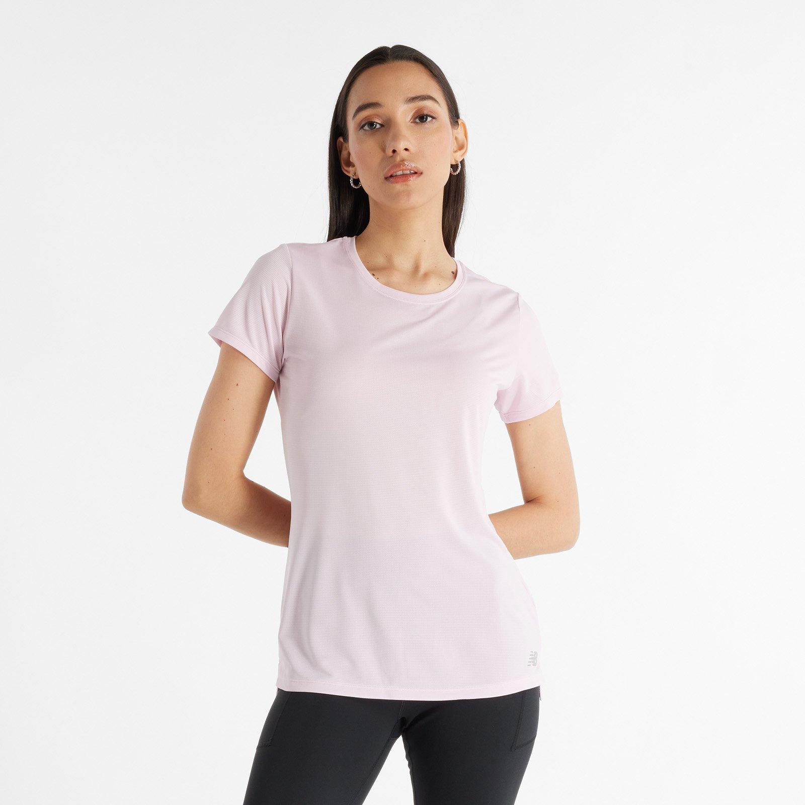 Pink - New Balance - Women's Plain Run T Short Sleeve Performance Running Top - 1