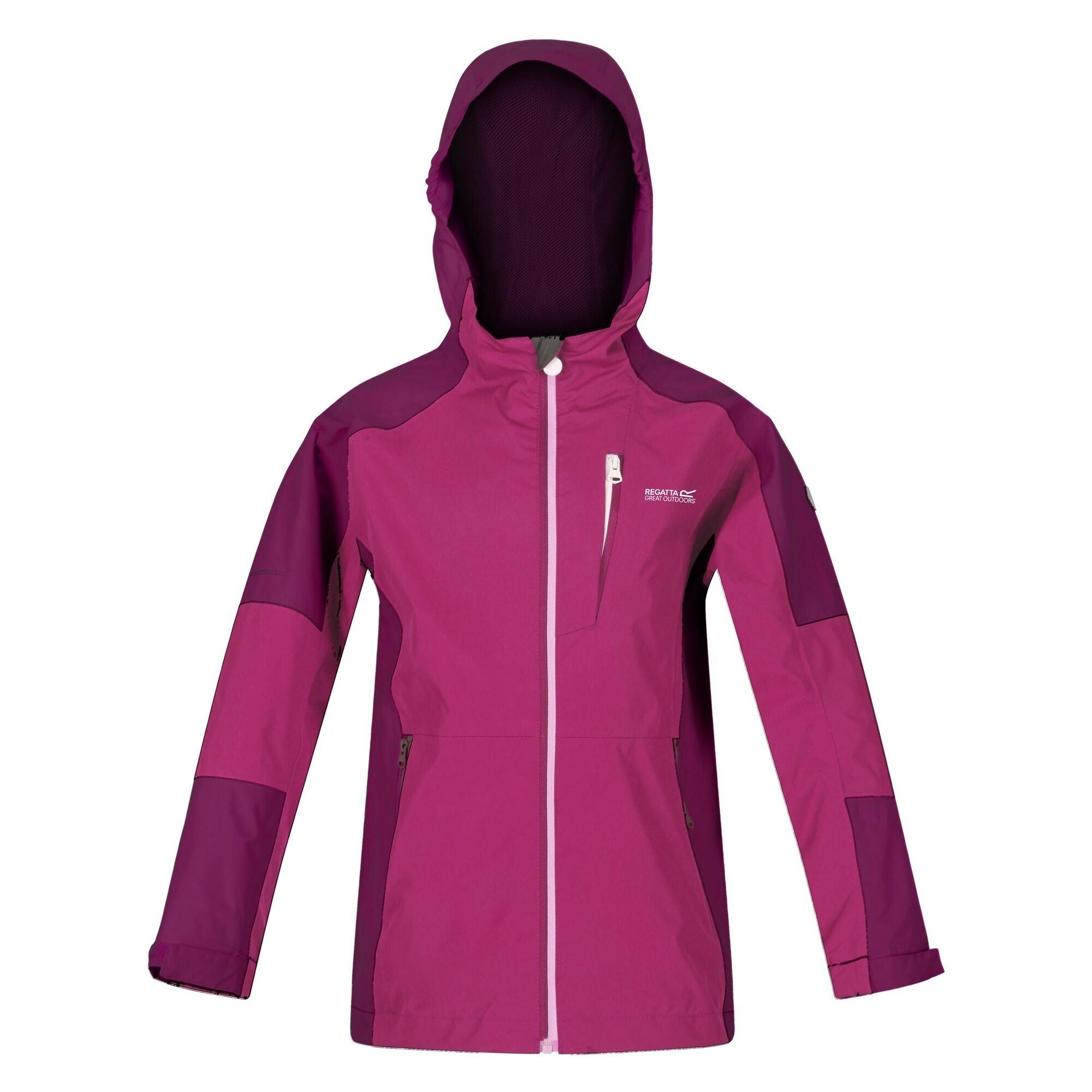 Fuchsia/Rasp - Regatta - Unisex Kids' Calderdale II Waterproof Reflective Long Sleeve Jacket - 11
