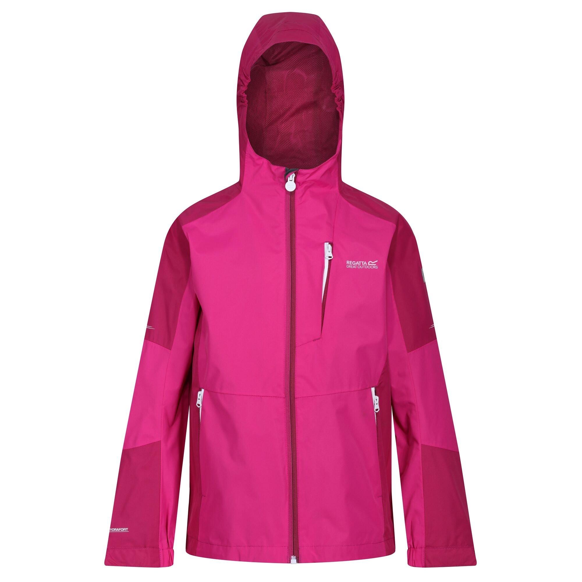 Fuchsia/Rasp - Regatta - Unisex Kids' Calderdale II Waterproof Reflective Long Sleeve Jacket - 12