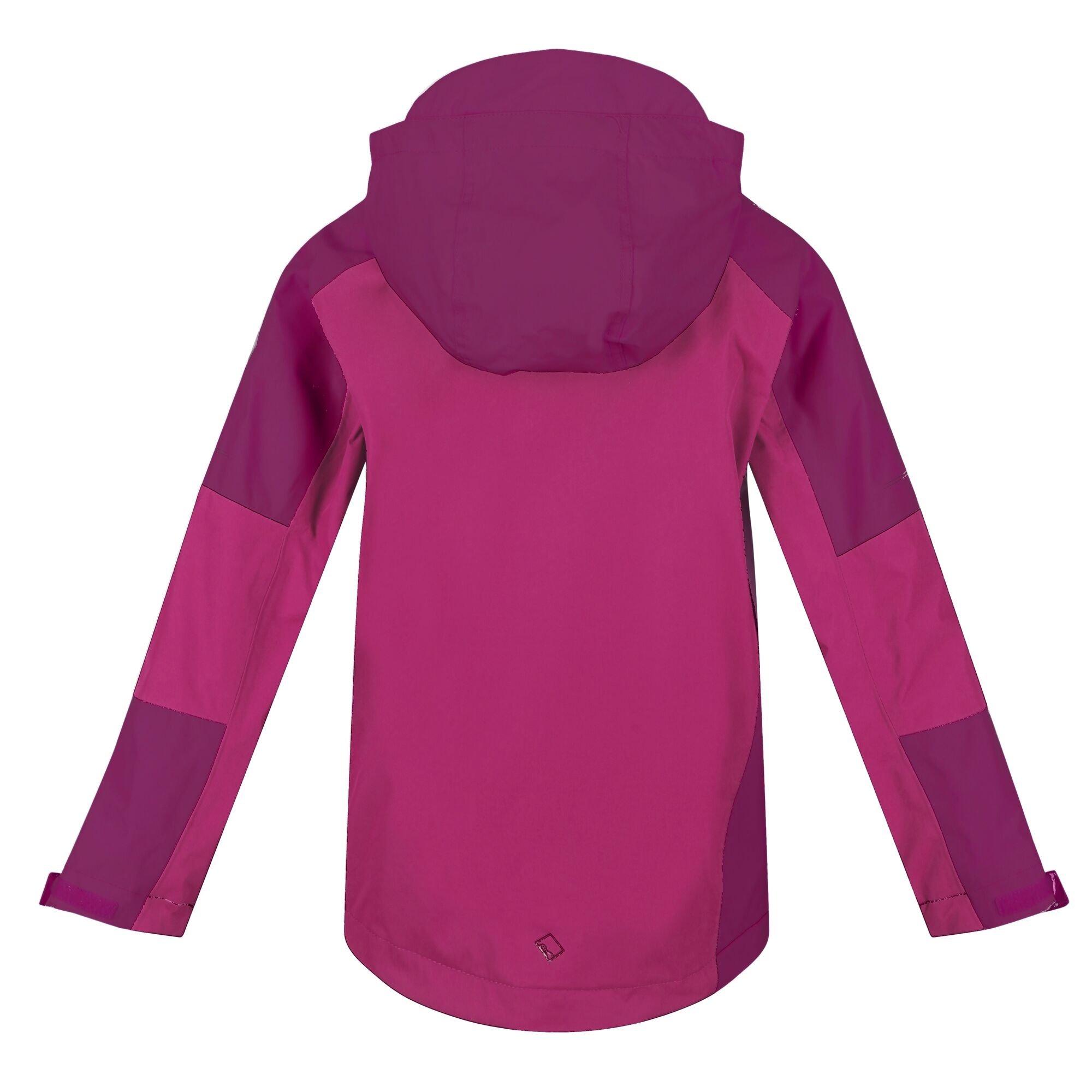 Fuchsia/Rasp - Regatta - Unisex Kids' Calderdale II Waterproof Reflective Long Sleeve Jacket - 13