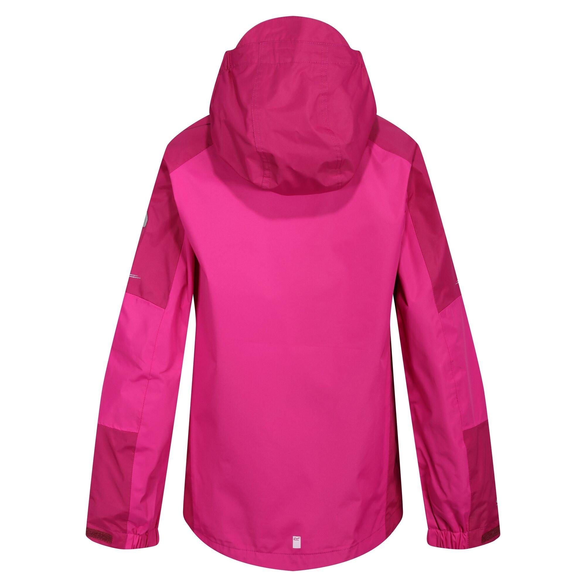 Fuchsia/Rasp - Regatta - Unisex Kids' Calderdale II Waterproof Reflective Long Sleeve Jacket - 14