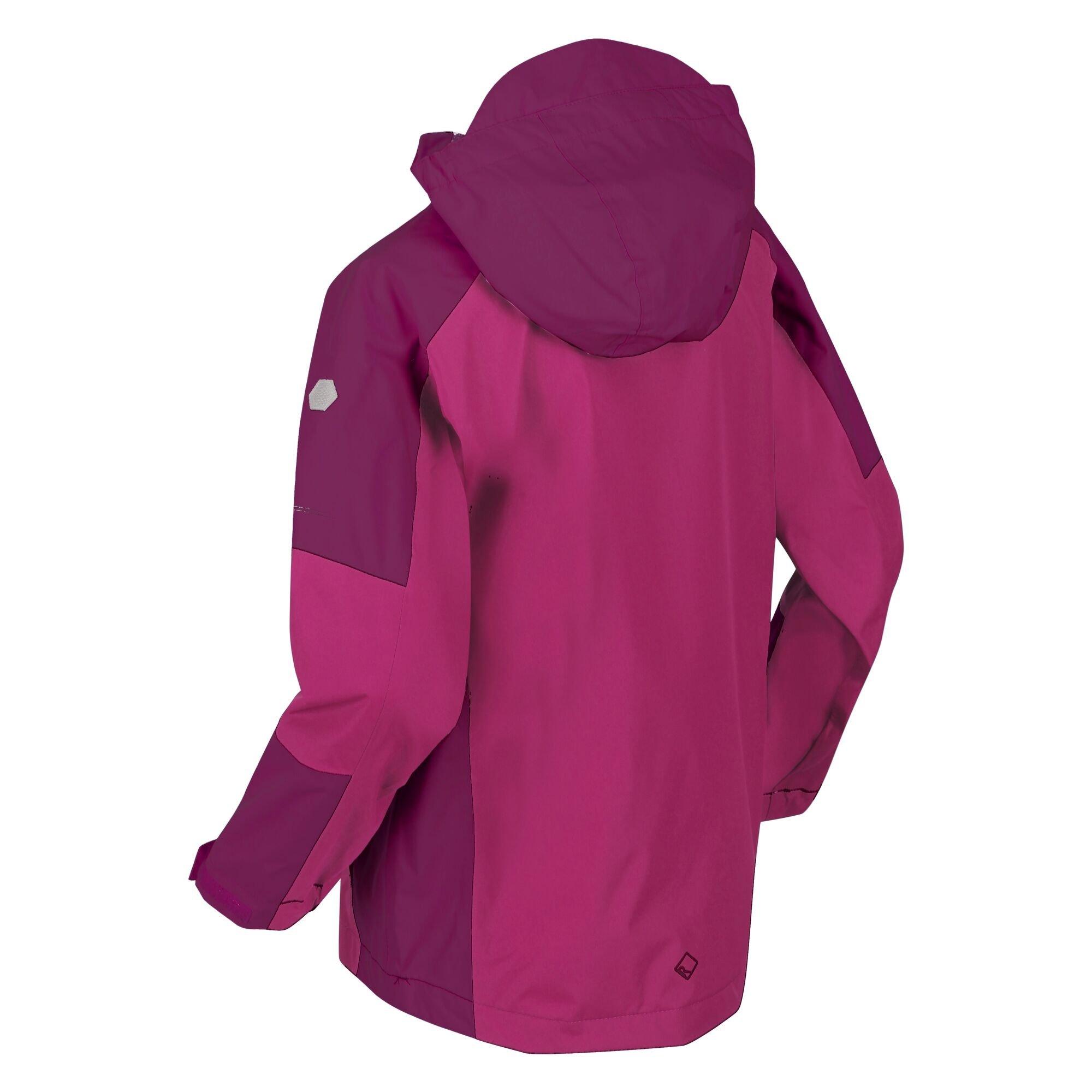 Fuchsia/Rasp - Regatta - Unisex Kids' Calderdale II Waterproof Reflective Long Sleeve Jacket - 5