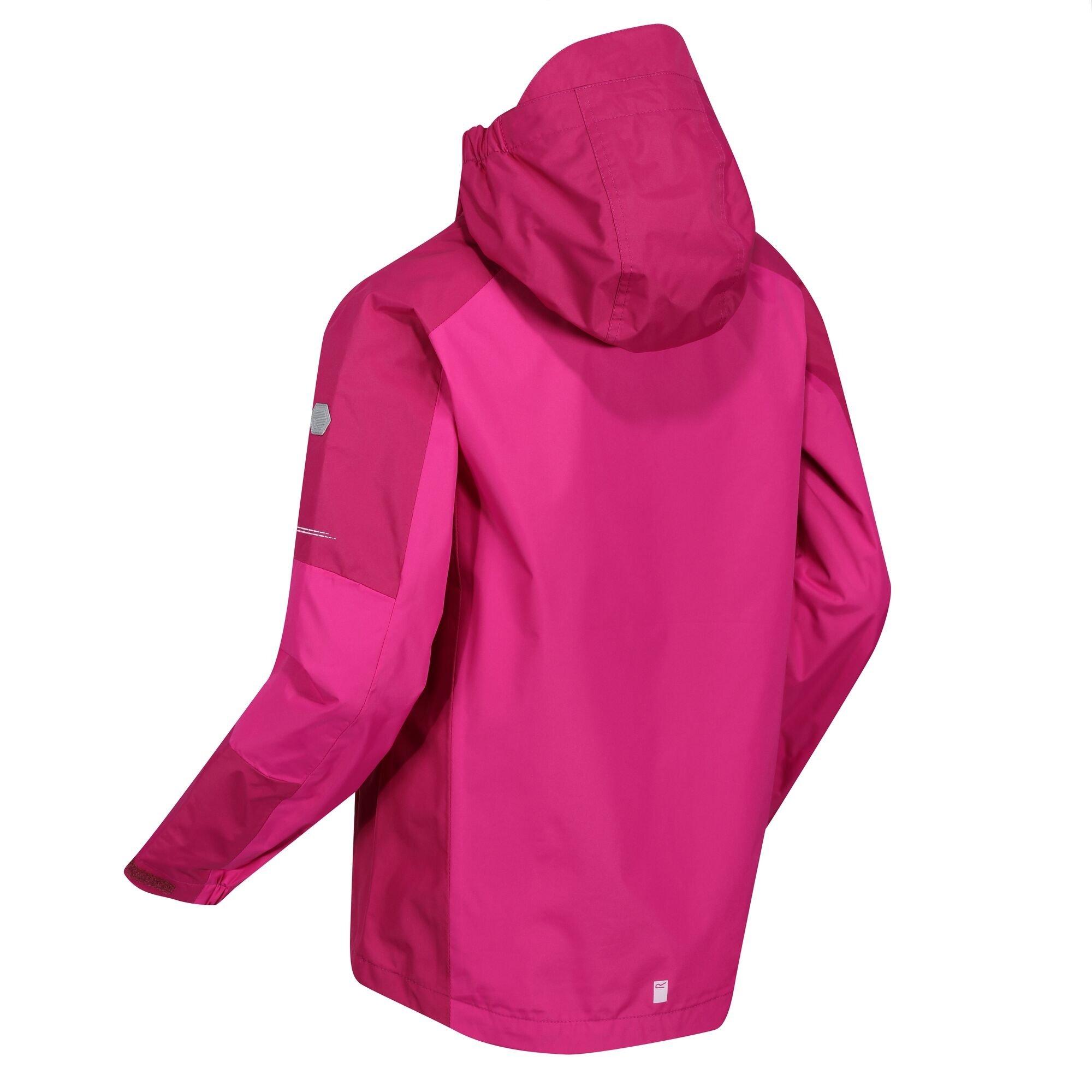 Fuchsia/Rasp - Regatta - Unisex Kids' Calderdale II Waterproof Reflective Long Sleeve Jacket - 6