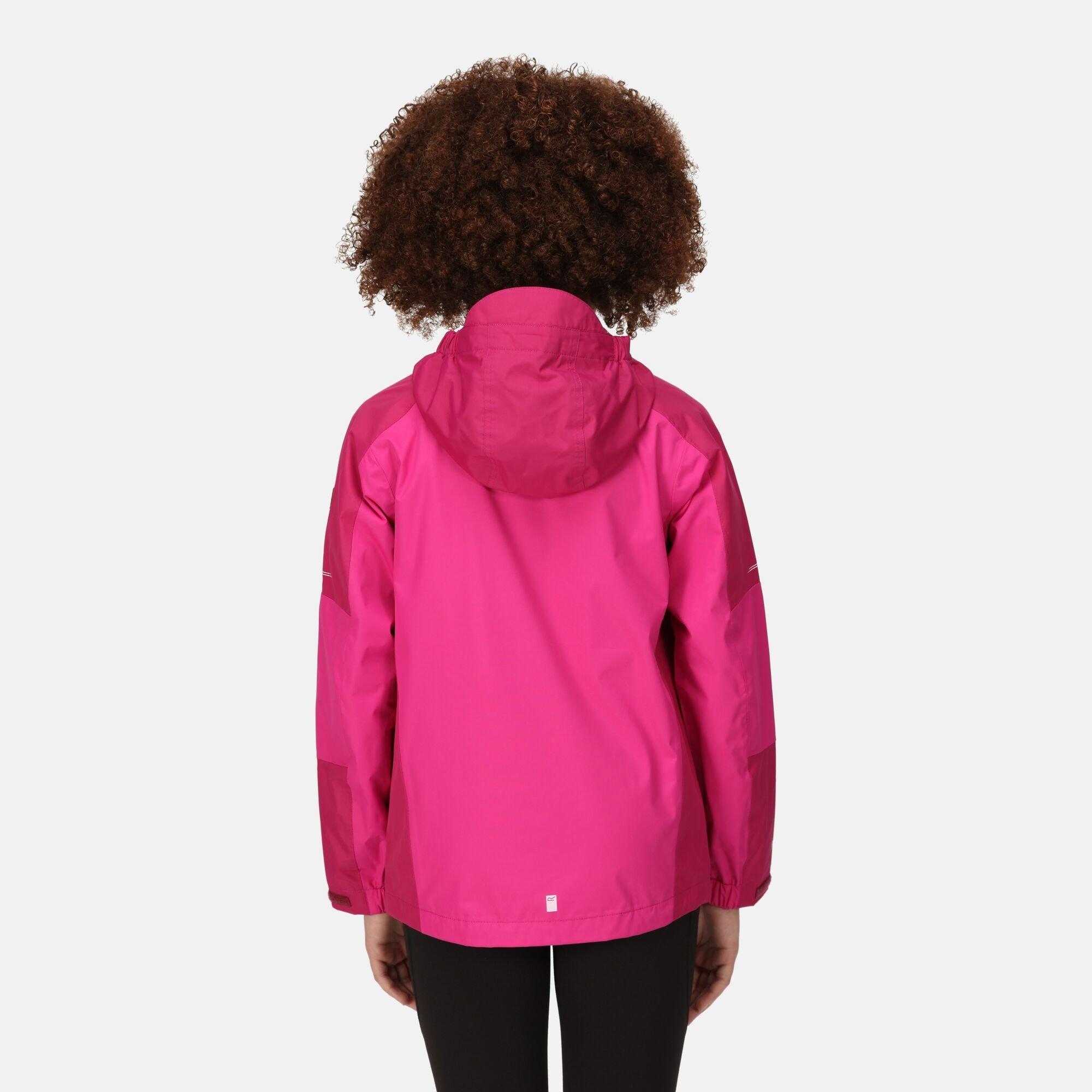 Fuchsia/Rasp - Regatta - Unisex Kids' Calderdale II Waterproof Reflective Long Sleeve Jacket - 8