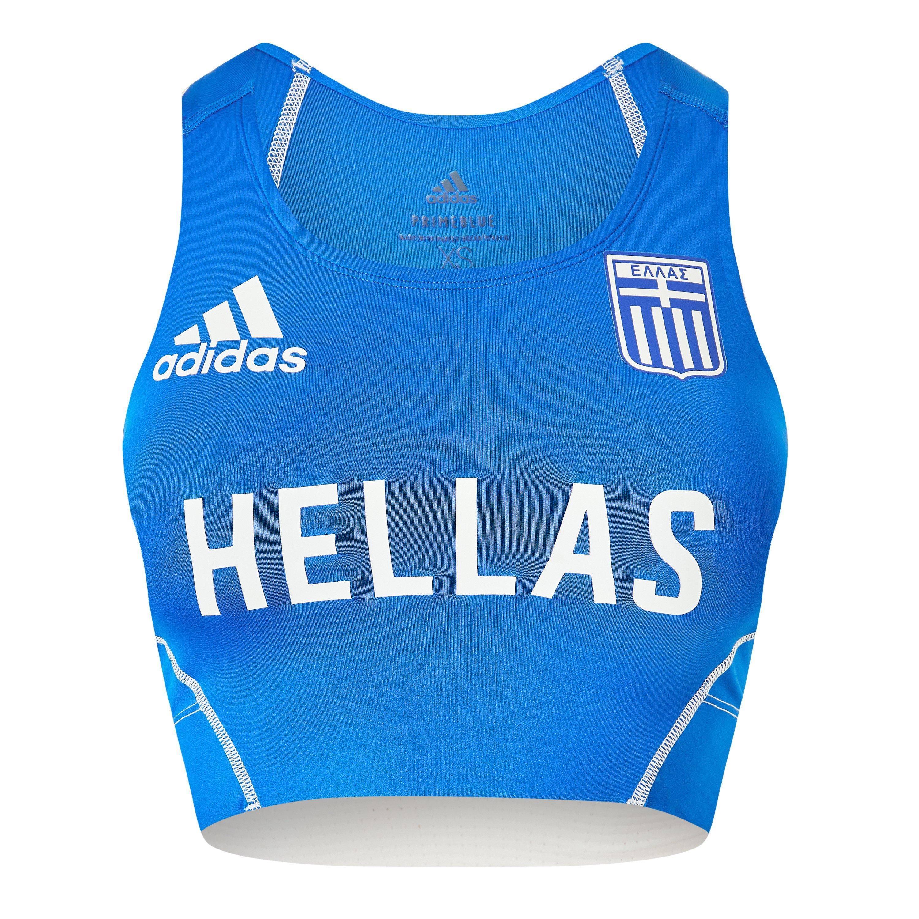 Adidas Women's Adizero Crop Greece Performance Running Vest - Blue - 8 (XS)