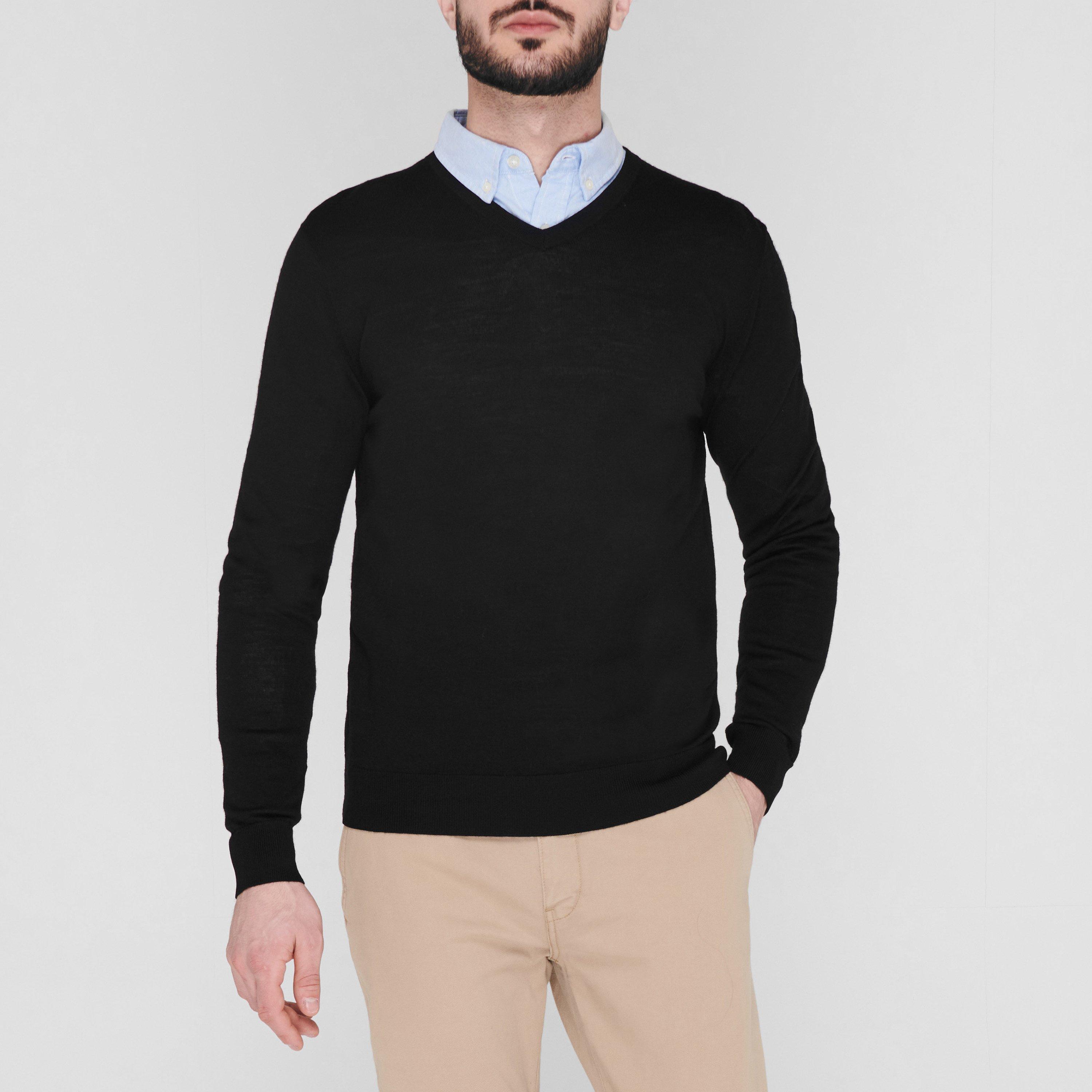 Zwart - Howick - Howick Merino V Neck Jumper - 3