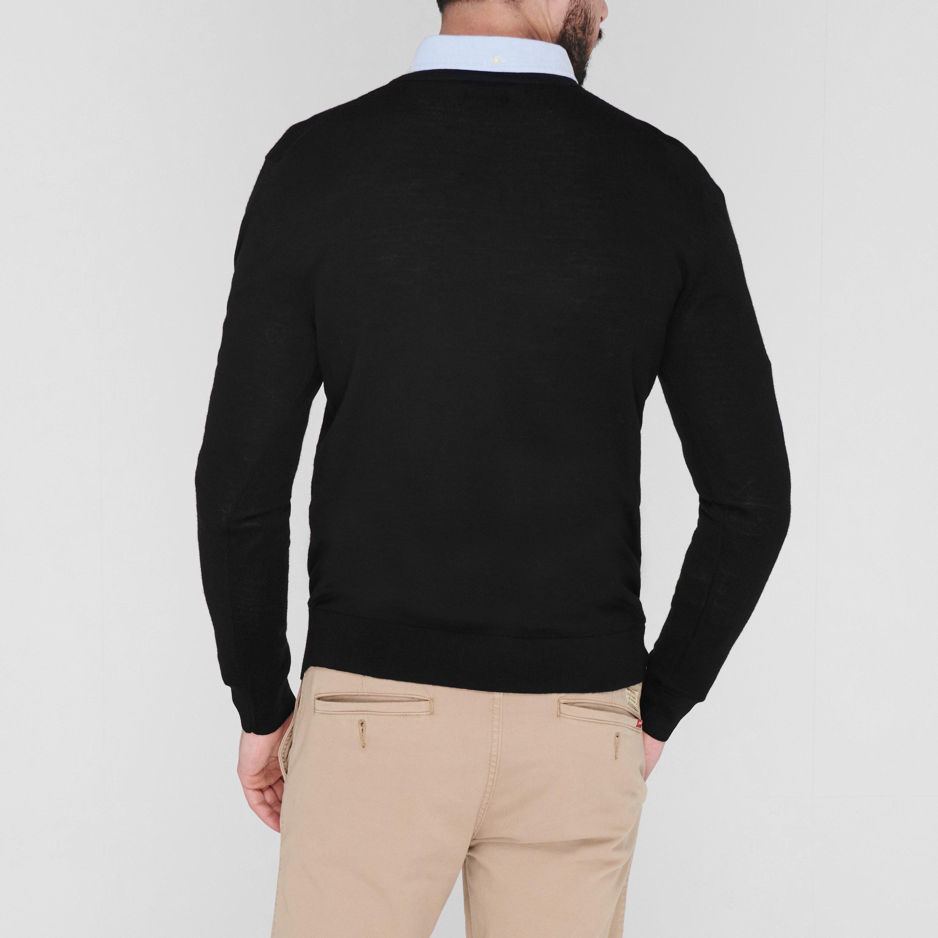 Zwart - Howick - Howick Merino V Neck Jumper - 4