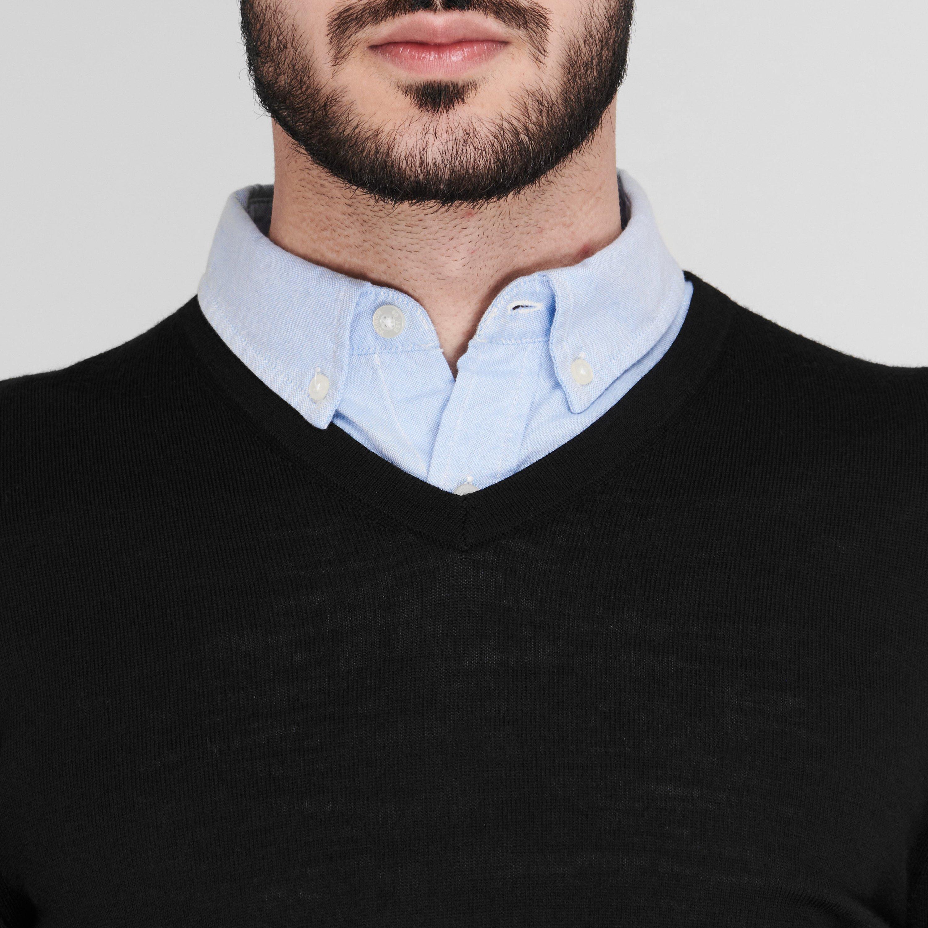 Zwart - Howick - Howick Merino V Neck Jumper - 5