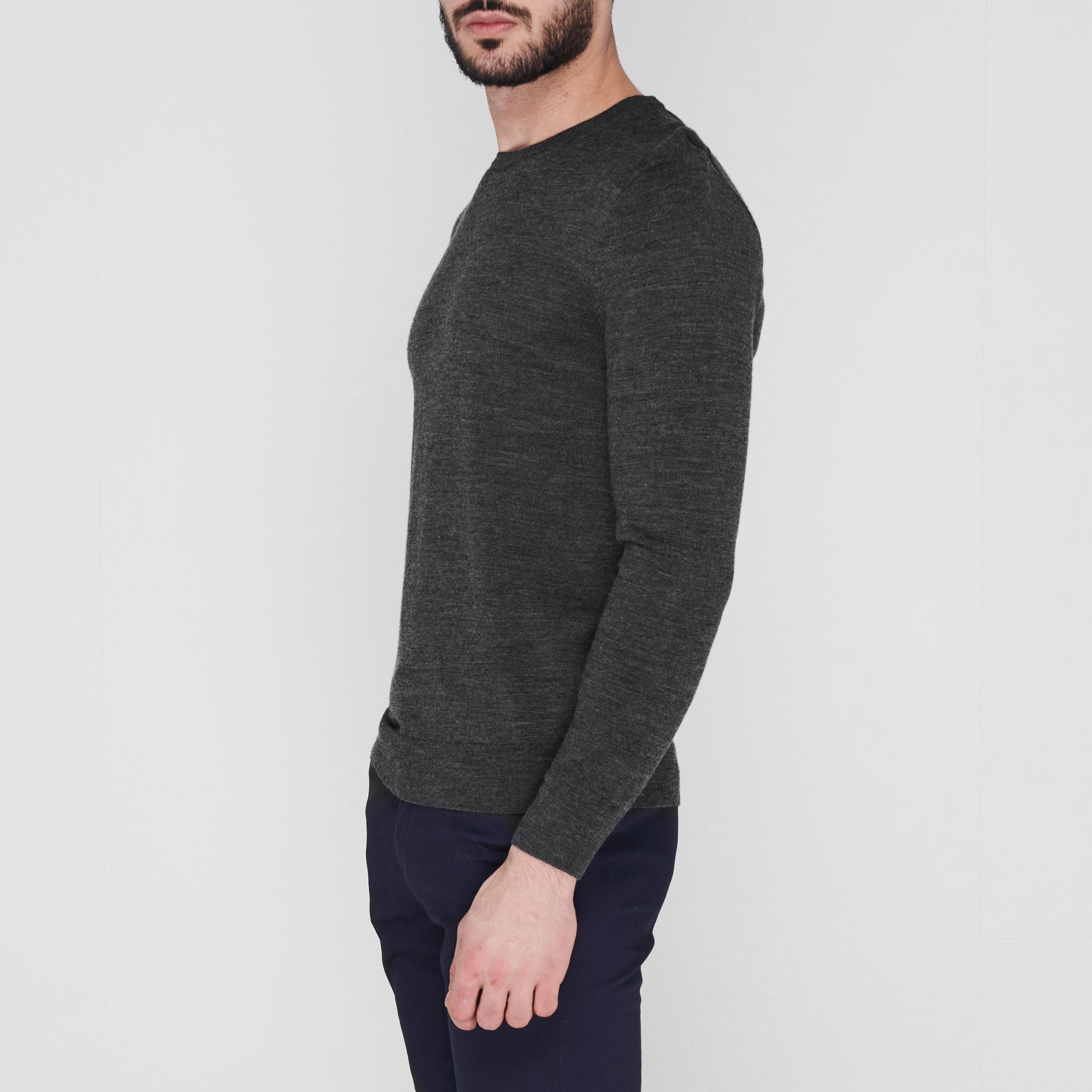 Charcoal - Howick - Merino Crew Jumper - 3