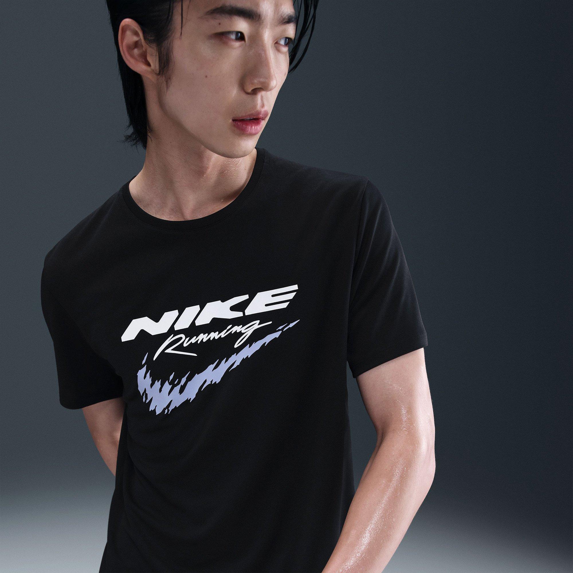 Black - Nike - Miler Mens Dri-FIT UV Running T-Shirt - 2