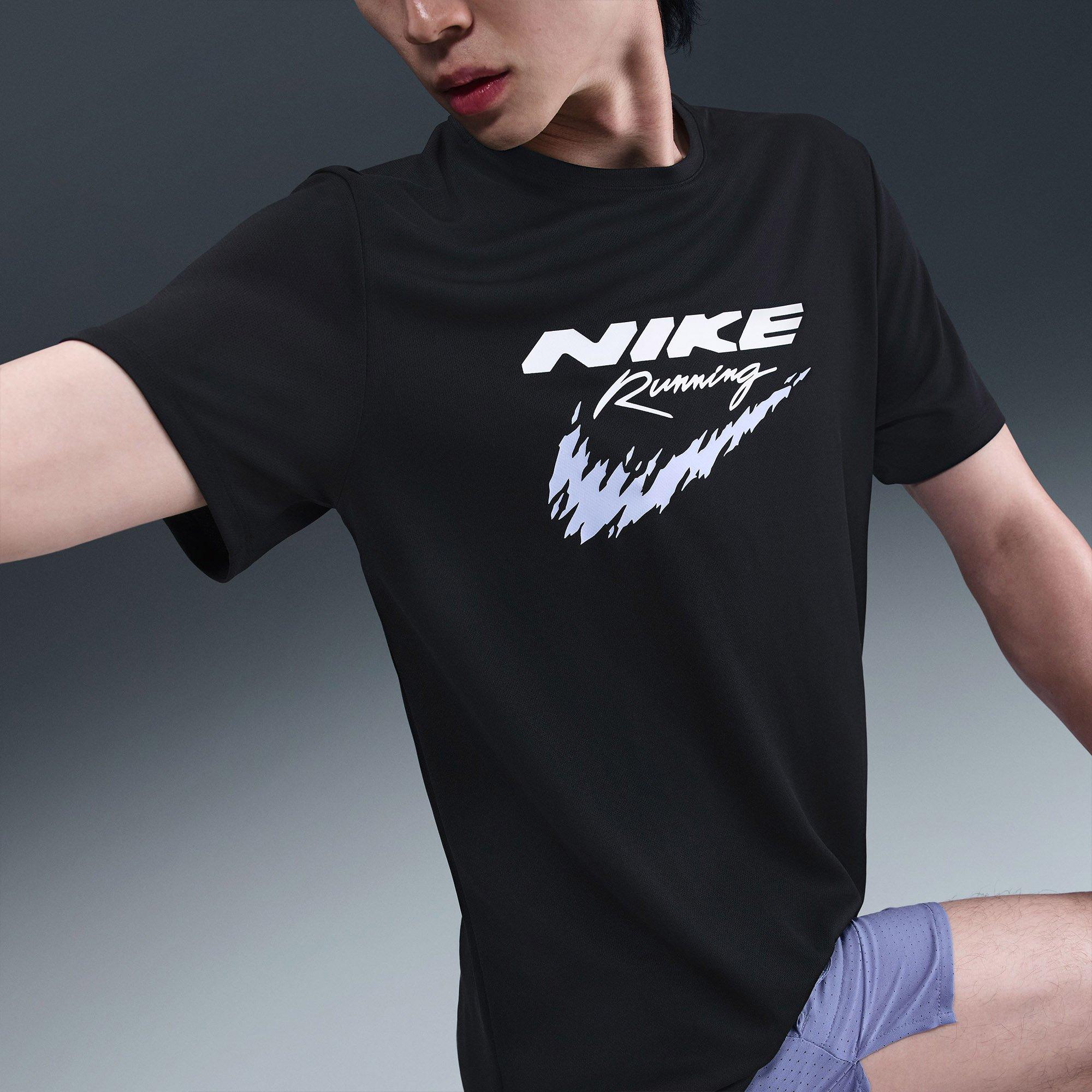 Black - Nike - Miler Mens Dri-FIT UV Running T-Shirt - 3
