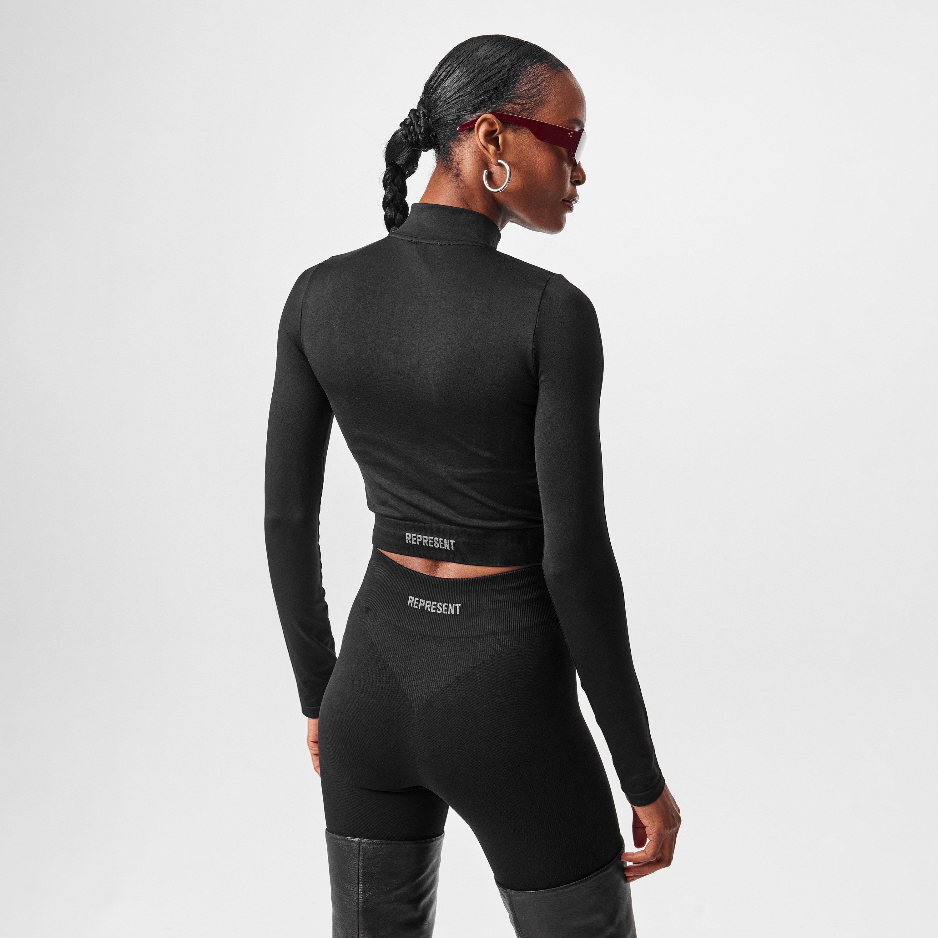 Jet Black - Represent - Women's Seamless Zip Long Sleeve Full Zip Performance Running Jacket - 4