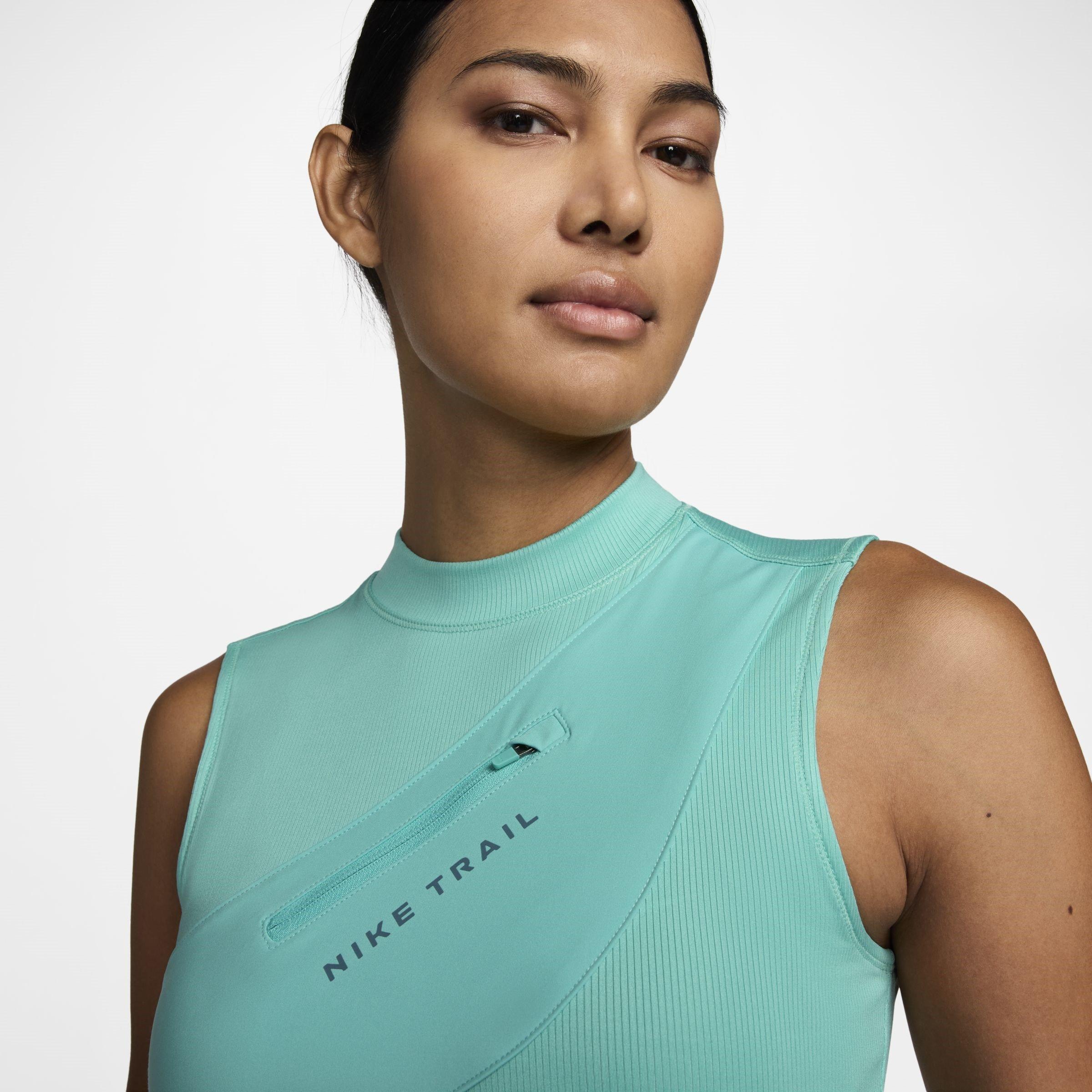 Green Frost/Blu - Nike - Trail Womens Dri FIT Storage Running Tank Top - 3