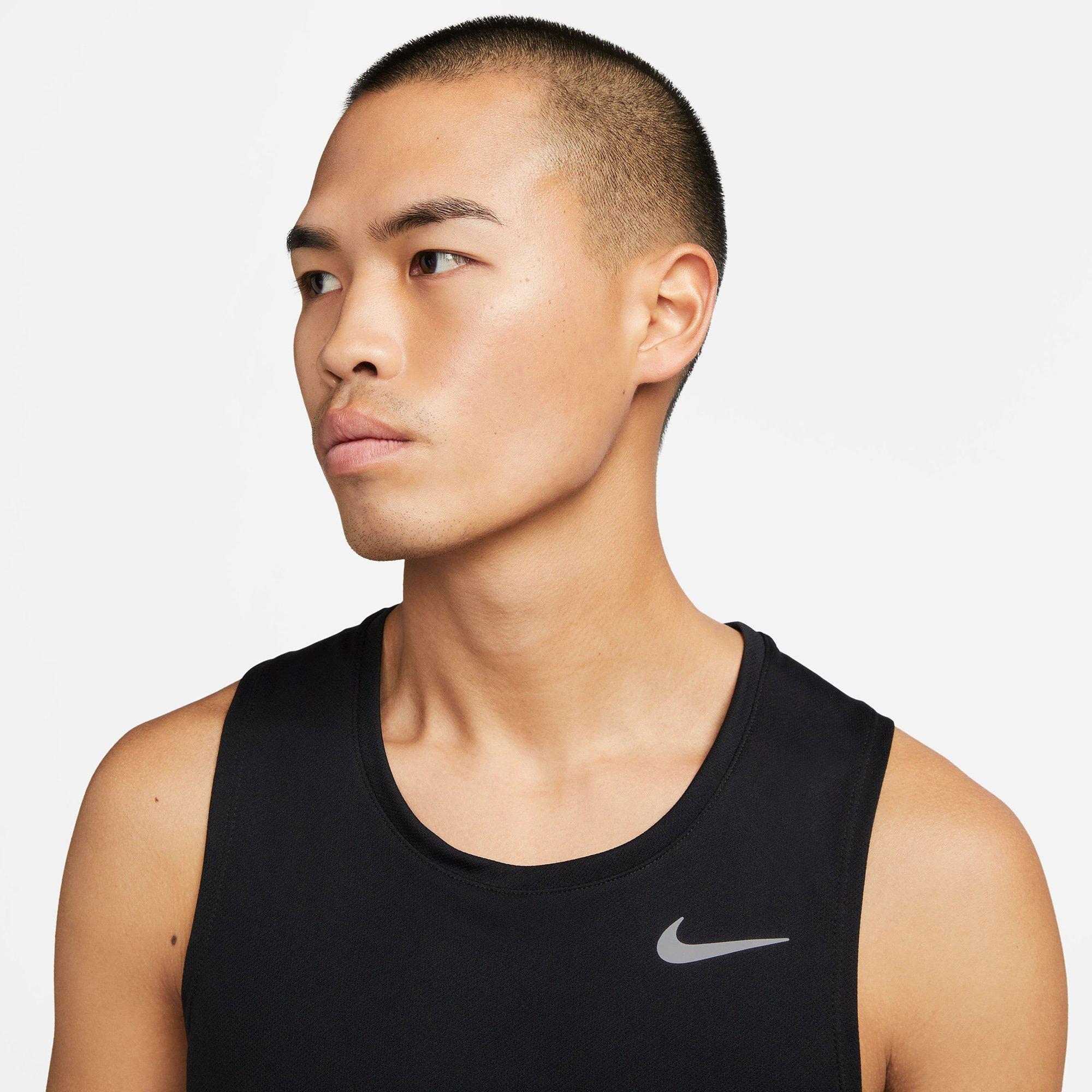 Black/Ref.Silv - Nike - Dri FIT Miler Mens Running Tank - 3