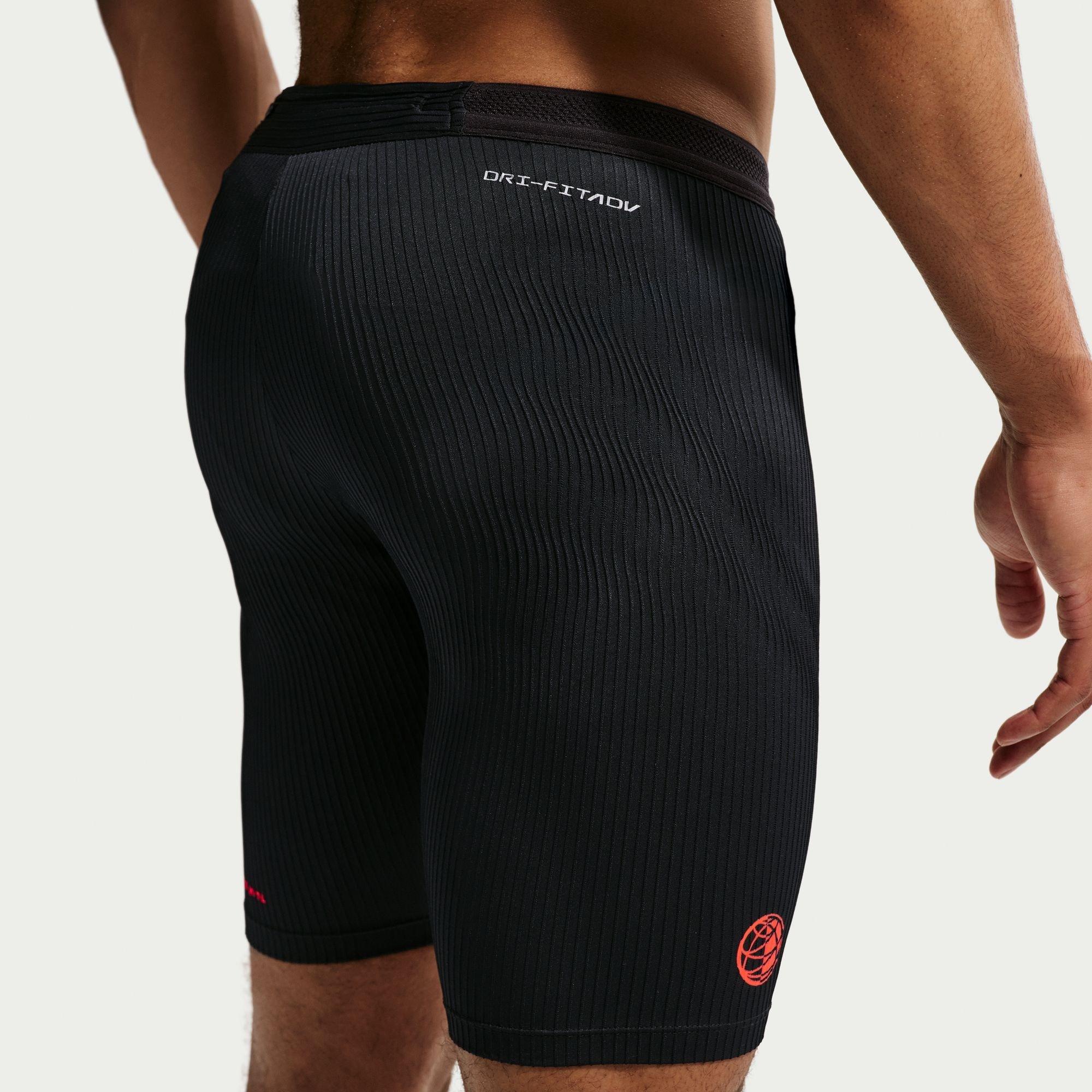 Black/Crimson - Nike - Men's Half Length Running Tights - 2