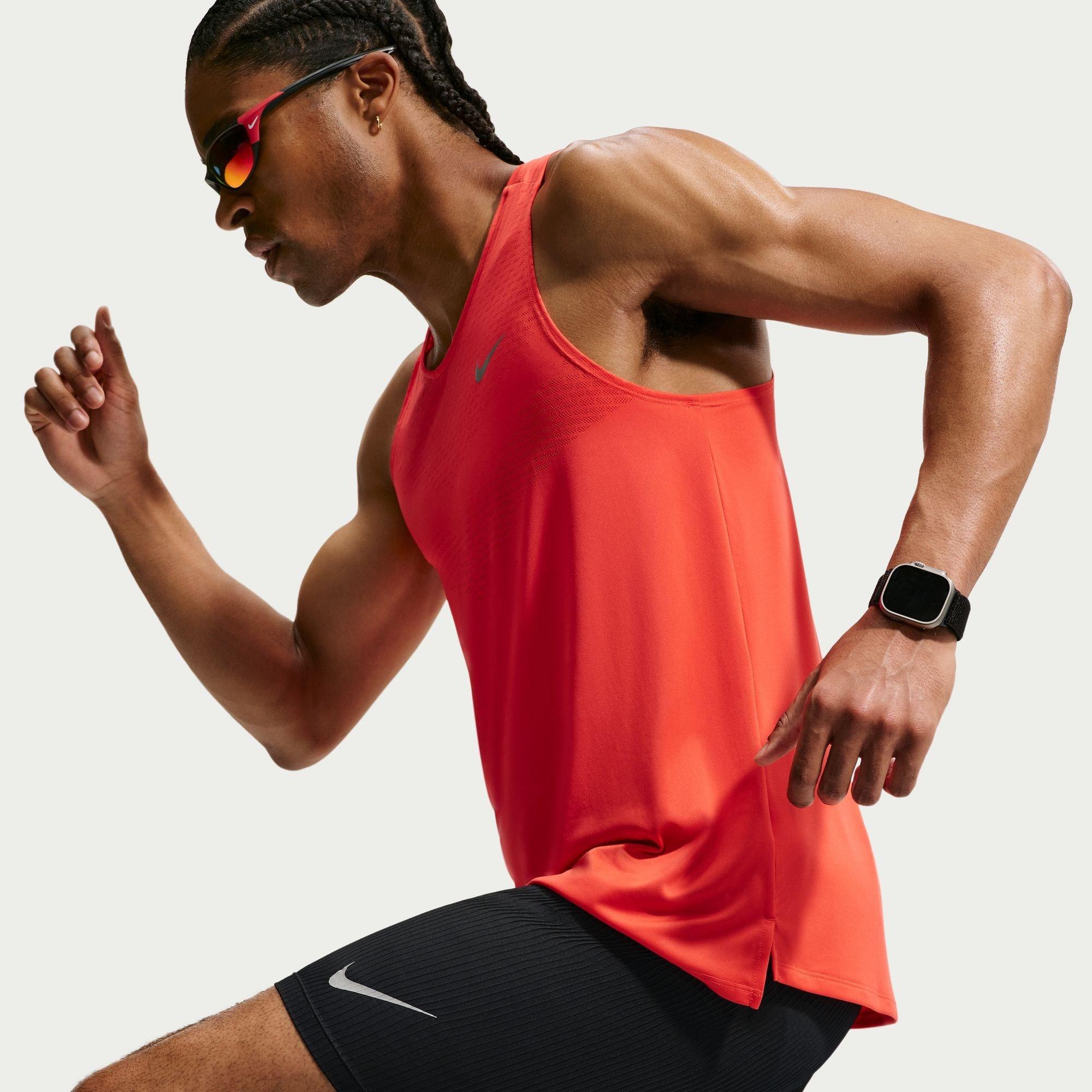 Black/Crimson - Nike - Men's Half Length Running Tights - 3