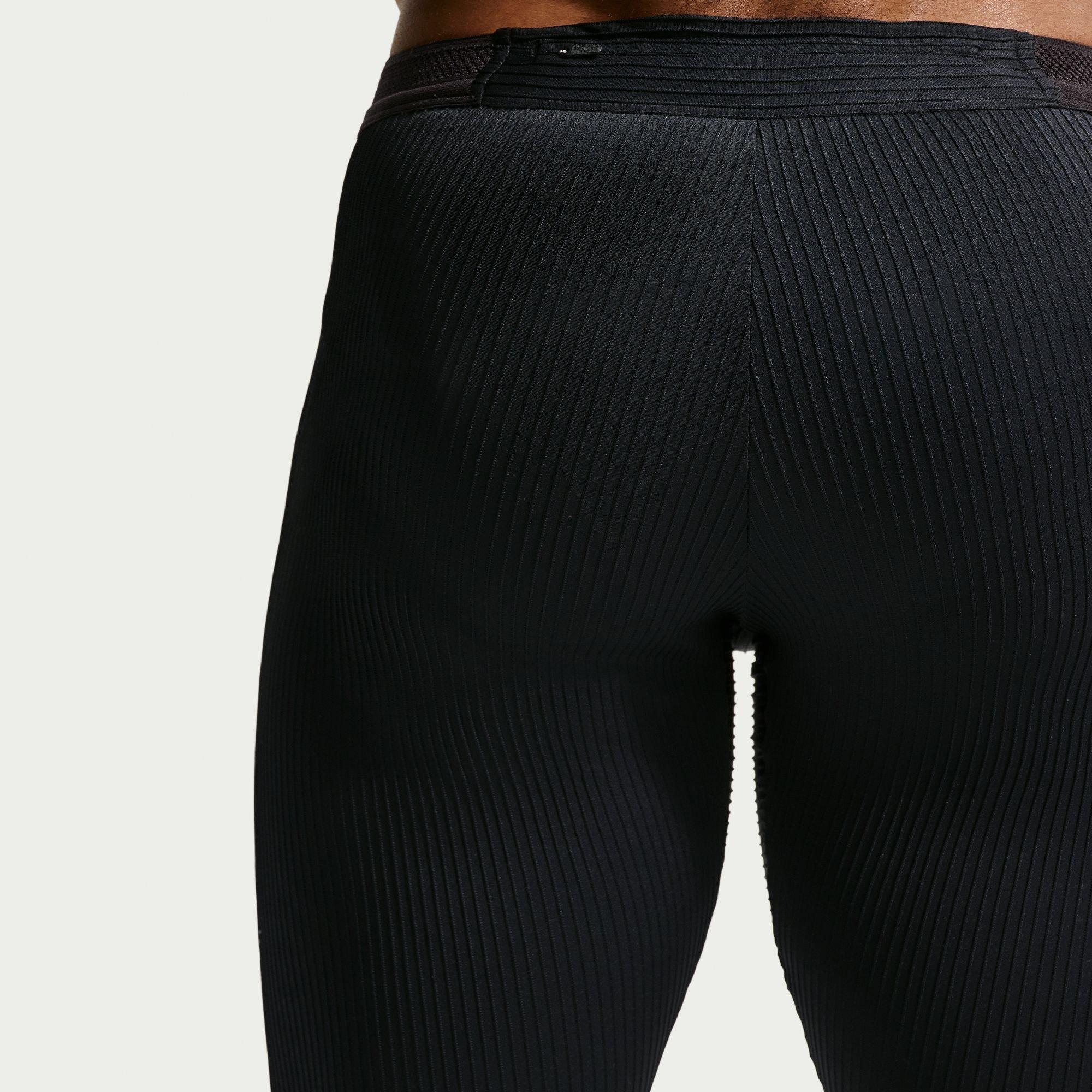 Black/Crimson - Nike - Men's Half Length Running Tights - 4