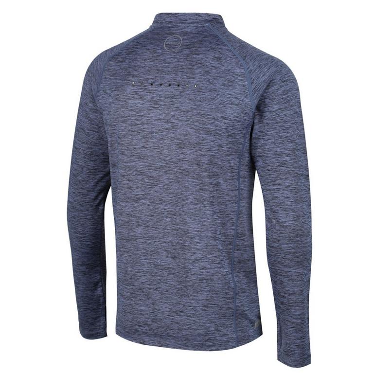 Bleu/Orange - Zone3 - Zip Soft-Touch Technical Long Sleeve T-Shirt - 2