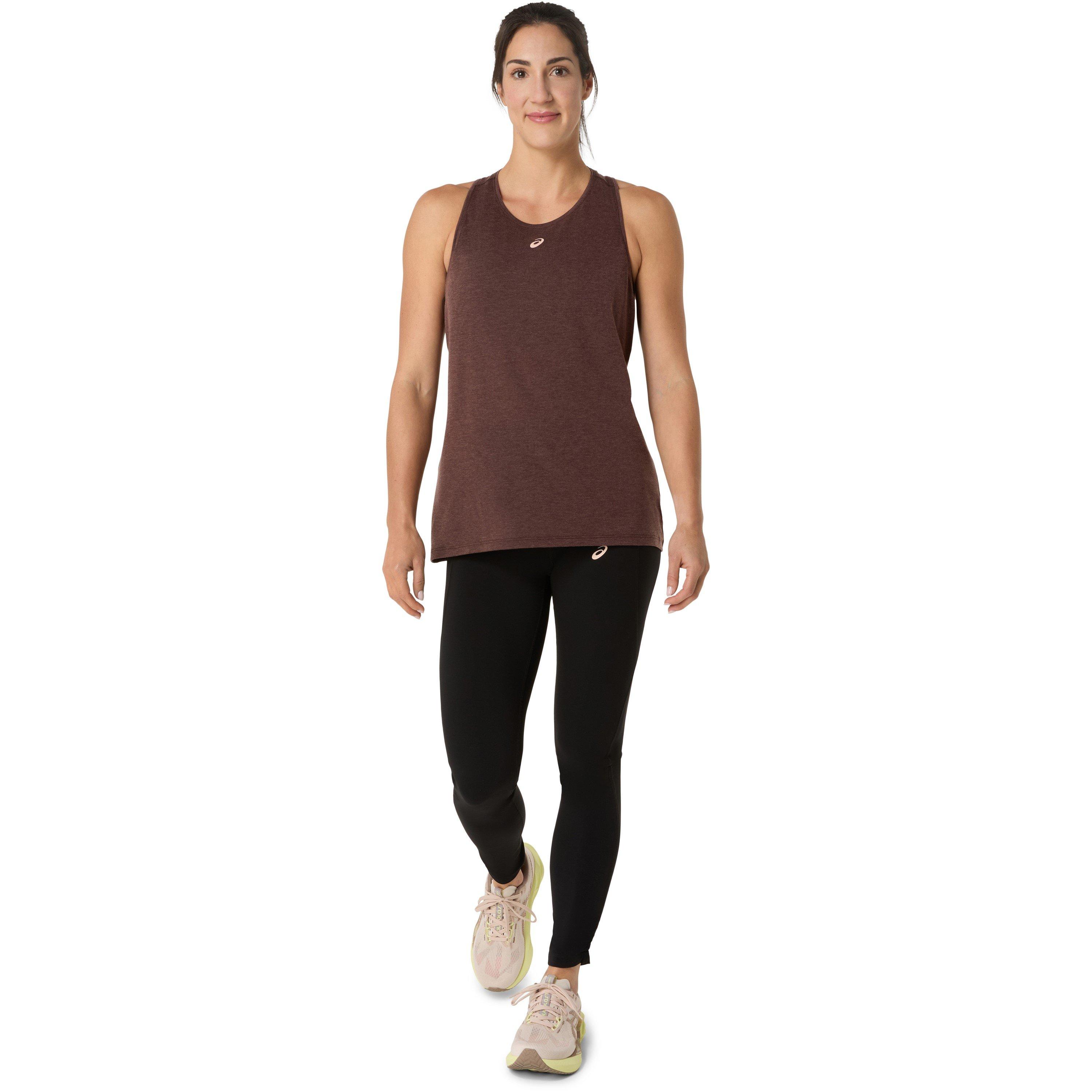 Coffee Heather - Asics - Nagino Run Adjustable Tank Womens - 3